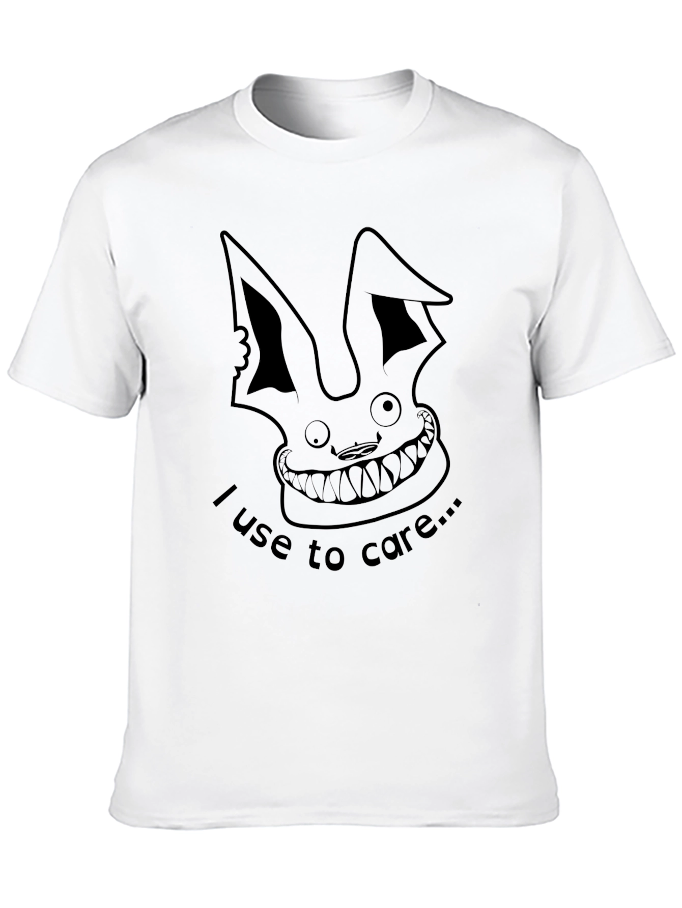 Black Edgy Rabbit Graphic Tee - I Use To Care view 10