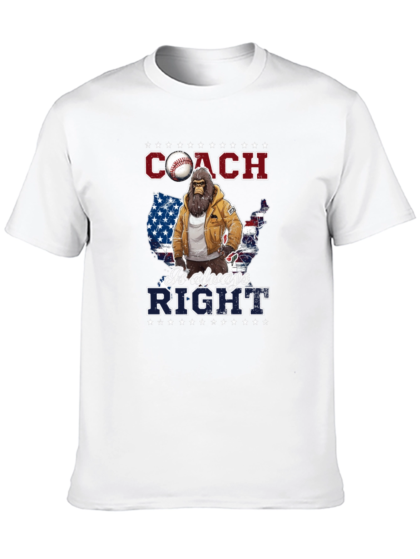 Black Coach is Always Right Bigfoot USA Flag T-Shirt view 10