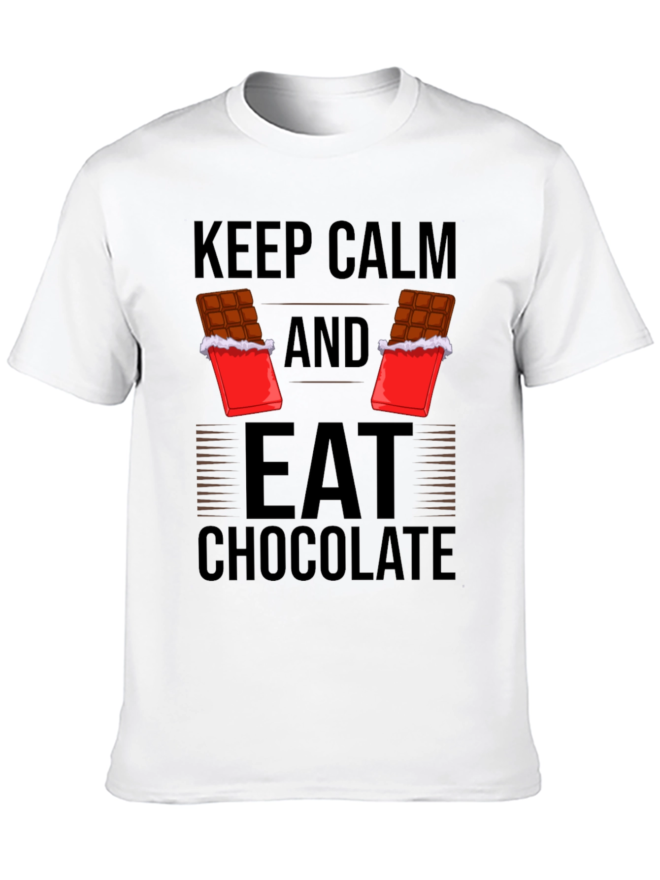 Black Keep Calm Eat Chocolate Graphic Tee view 10