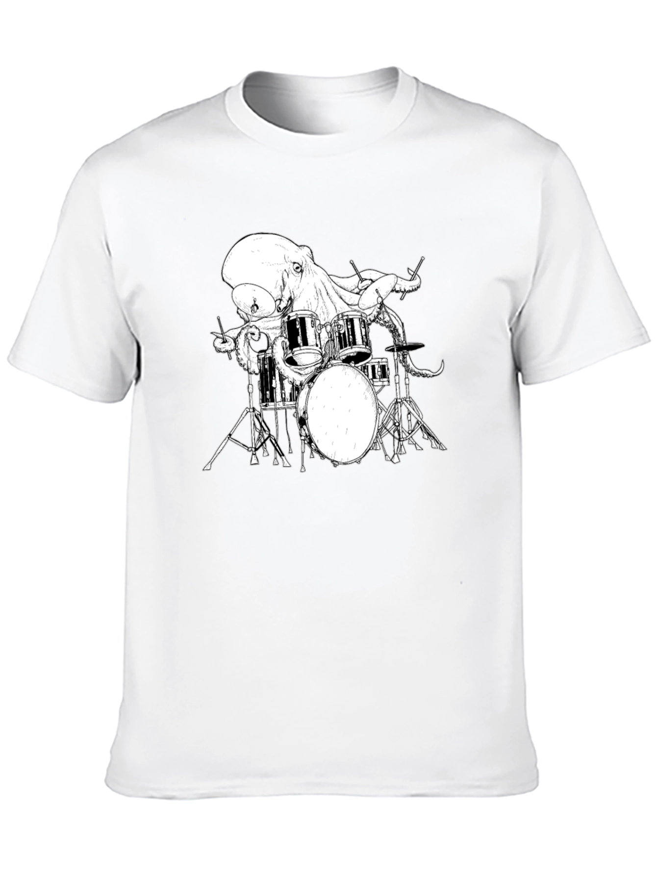 Black Octopus Drummer Graphic T-Shirt view 10