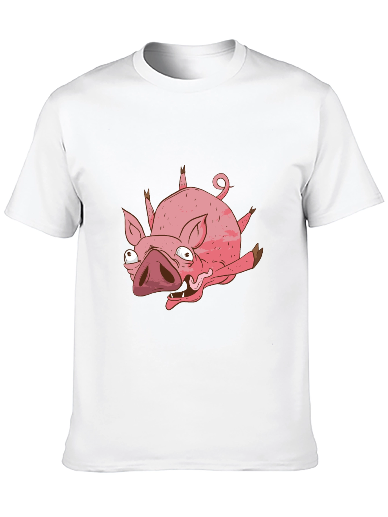 Black Funny Cartoon Pig Black T-Shirt view 10