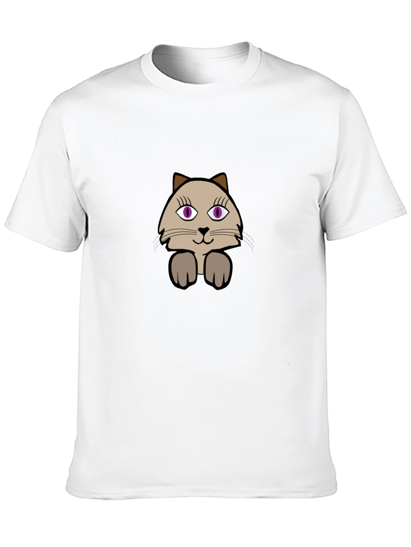 Black Cute Cartoon Cat Graphic Tee - Casual Black T-Shirt view 10