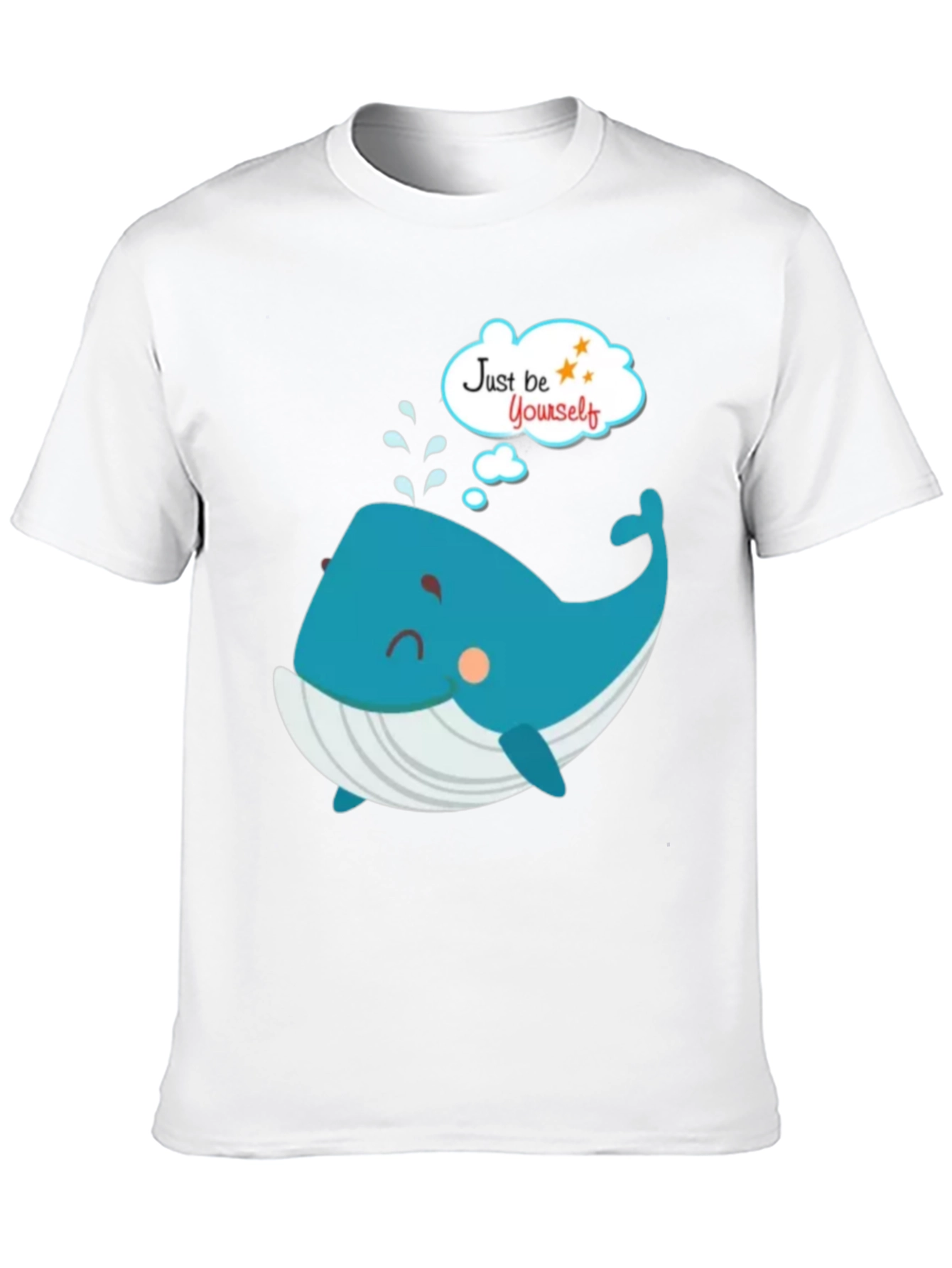 Black Cartoon Whale 'Just Be Yourself' Black Graphic T-Shirt view 10