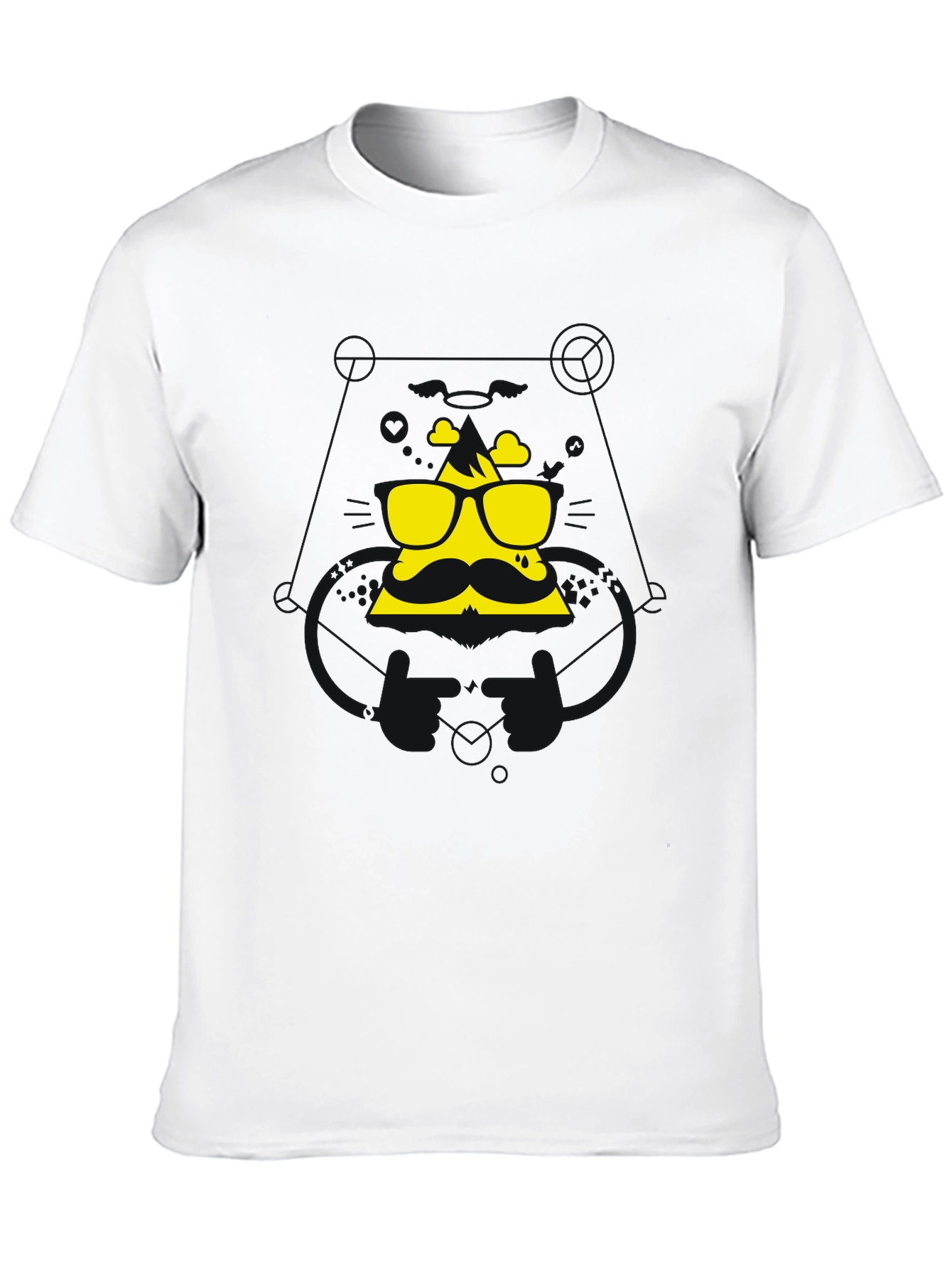 Black Cool Graphic Tee - Mountain Mustache Design view 10
