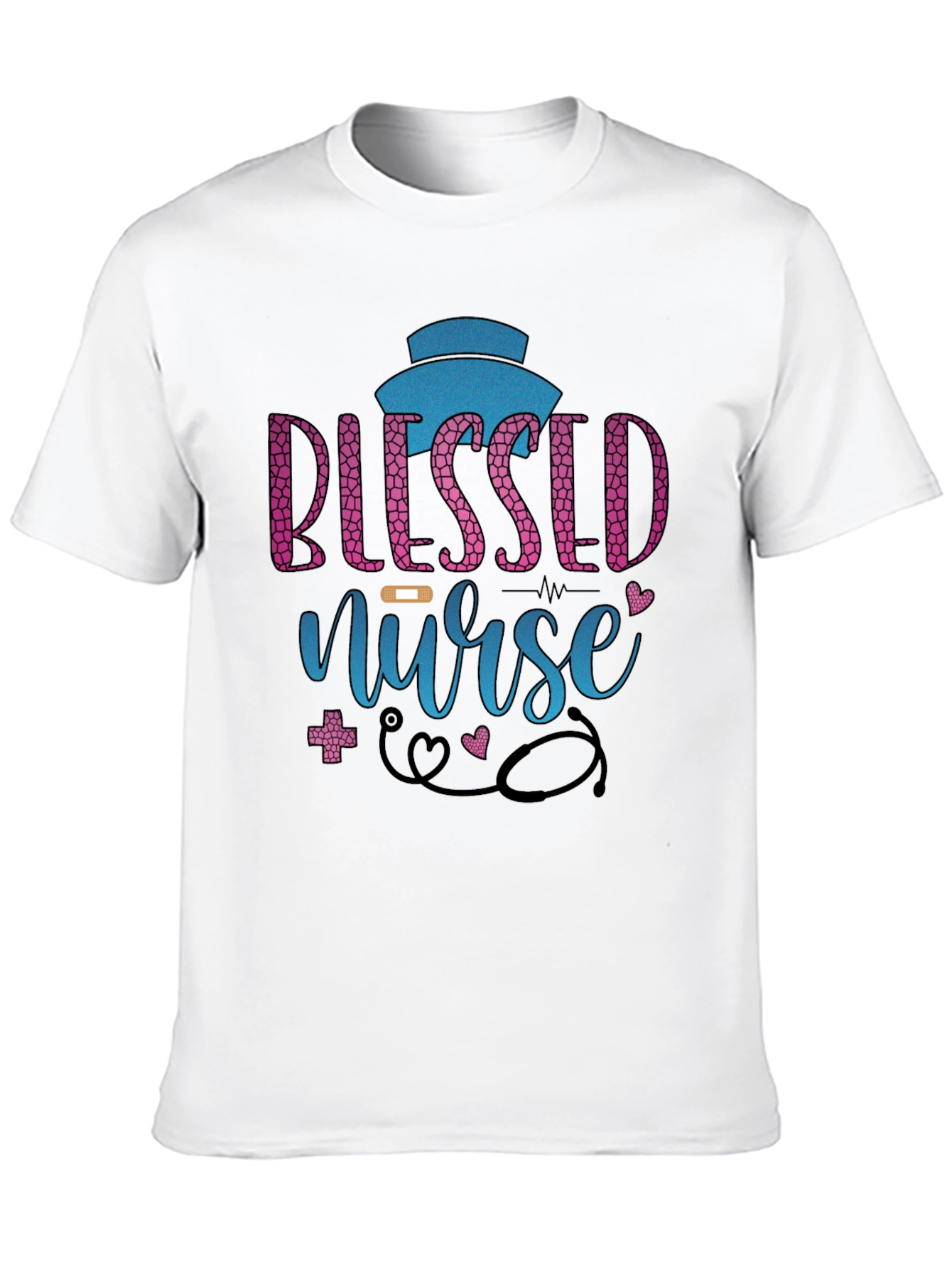 Black Blessed Nurse Graphic Tee - Black Cotton Blend view 10