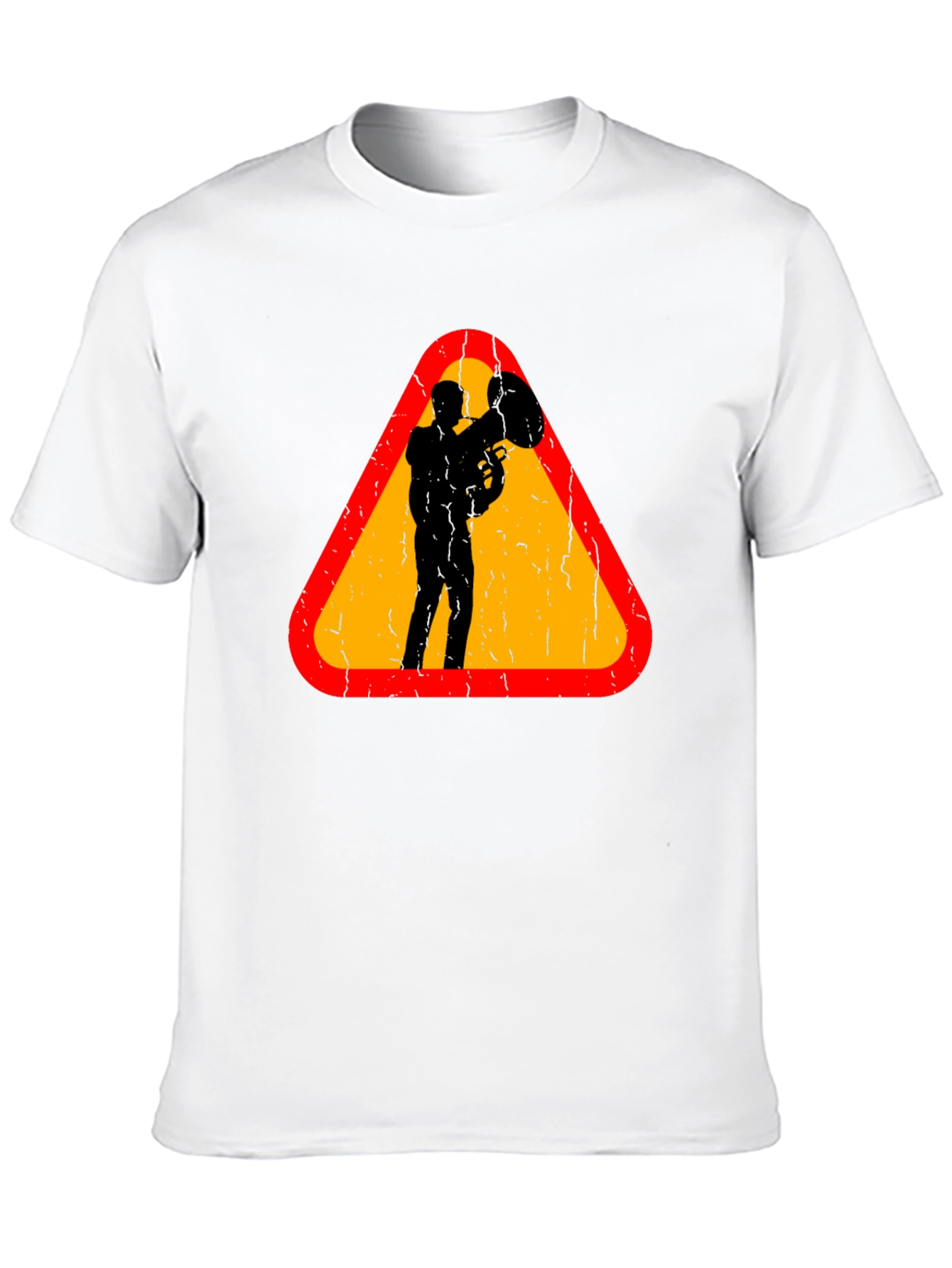 Black Tuba Player Graphic Tee - Musician Triangle Design view 10