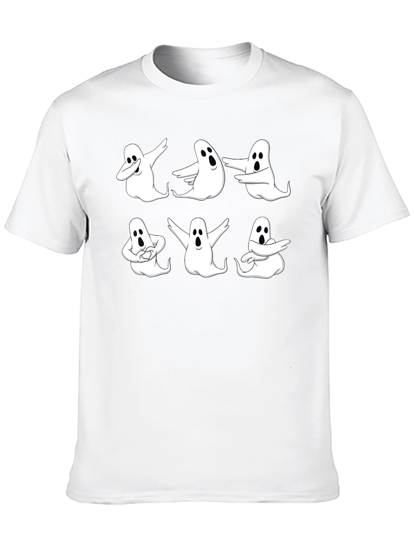 Black Dancing Ghosts Halloween T-Shirt - Black Cotton Tee view 10