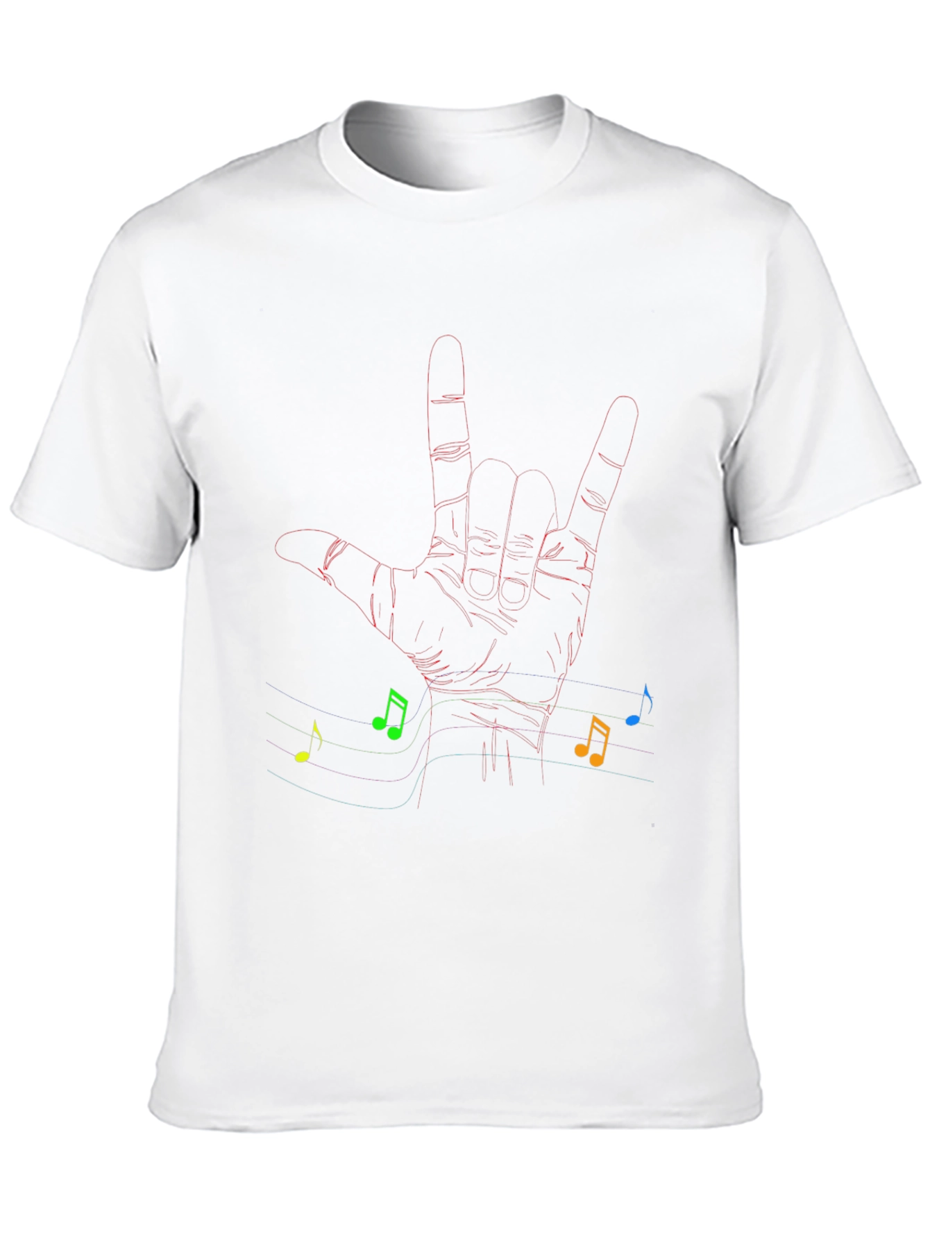 Black Music Hand Sign Graphic Tee - Black Cotton Comfort view 10