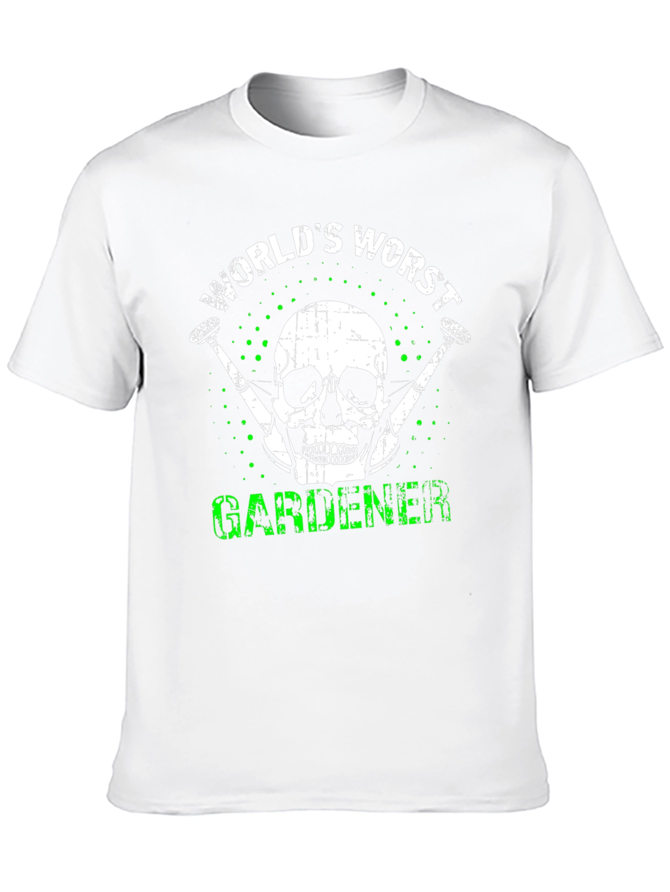 Black World's Worst Gardener T-Shirt - Skull & Watering Can Design view 10