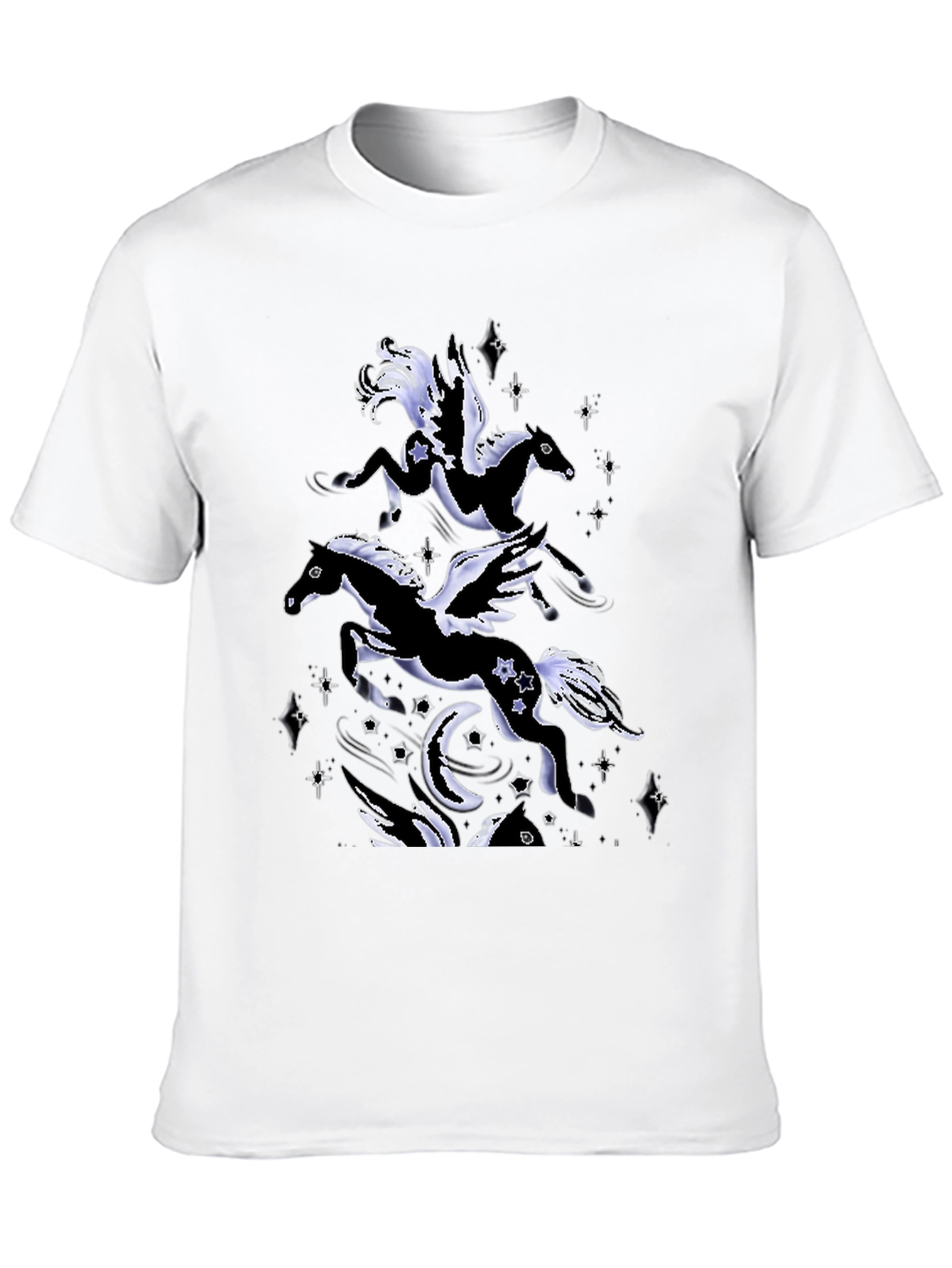 Black Celestial Pegasus Graphic T-Shirt - Men's Black Tee view 10