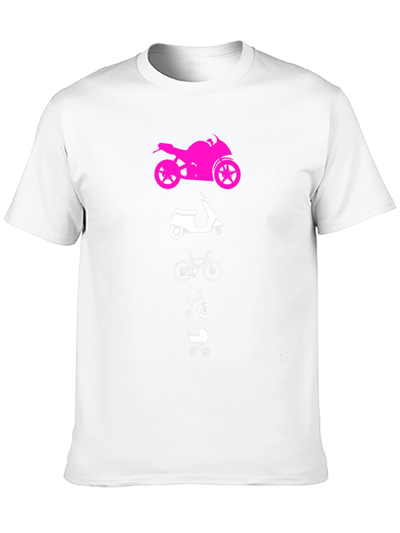 Black Evolution of Man Tee: Motorcycle, Scooter, Bike, Baby Carriage view 10