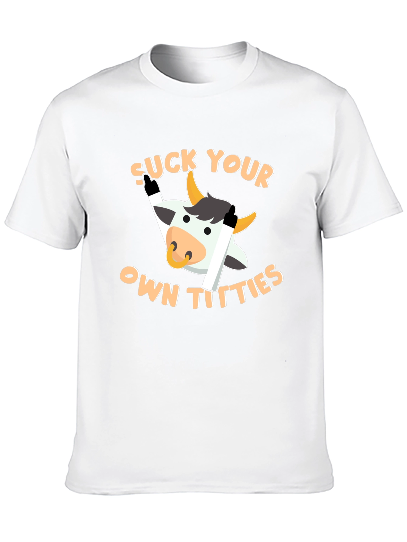 Black Funny Cow Graphic T-Shirt - "Suck Your Own Titties" view 10