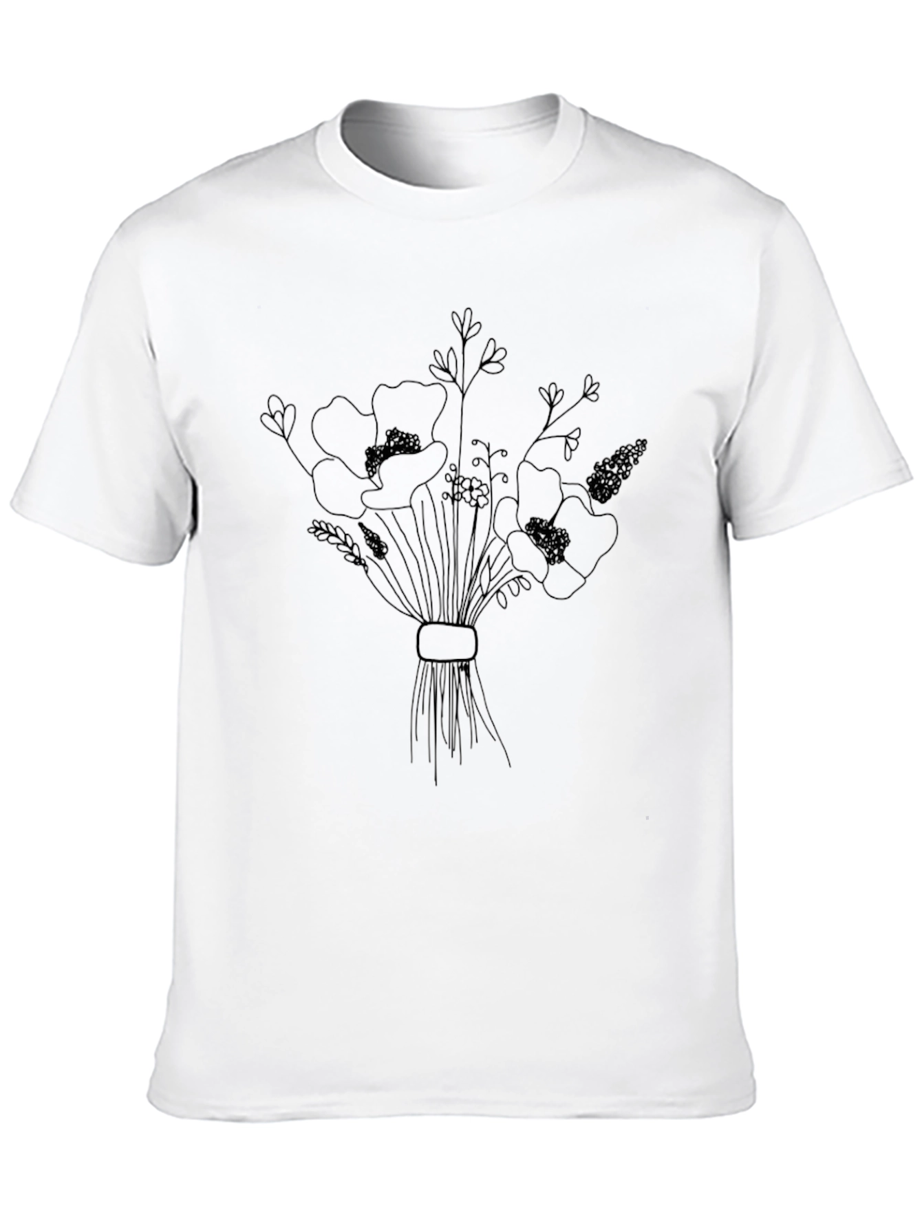 Black Floral Bouquet Graphic T-Shirt - Men's Black Tee view 10