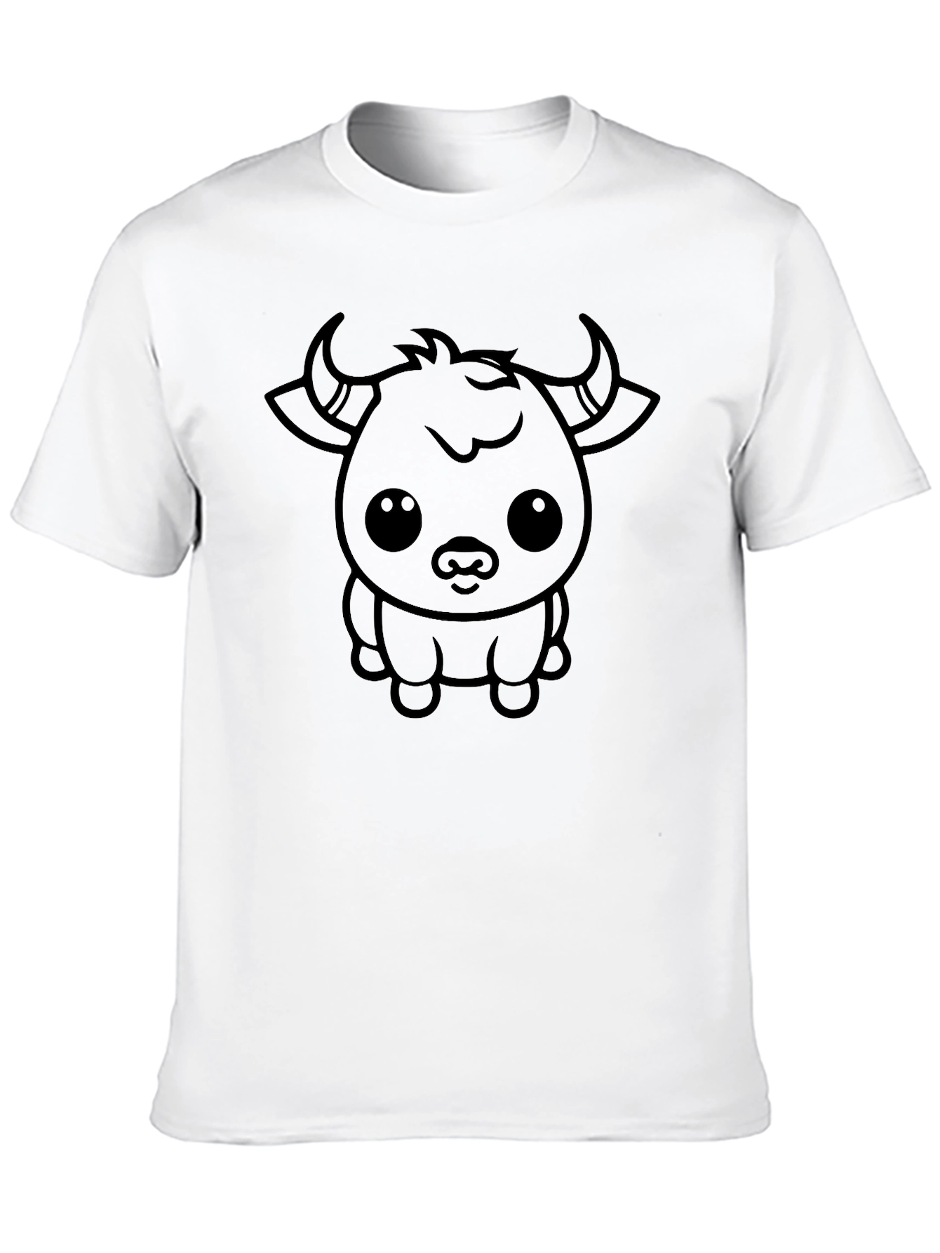 Black Cute Cartoon Bull Graphic Tee - Black view 10