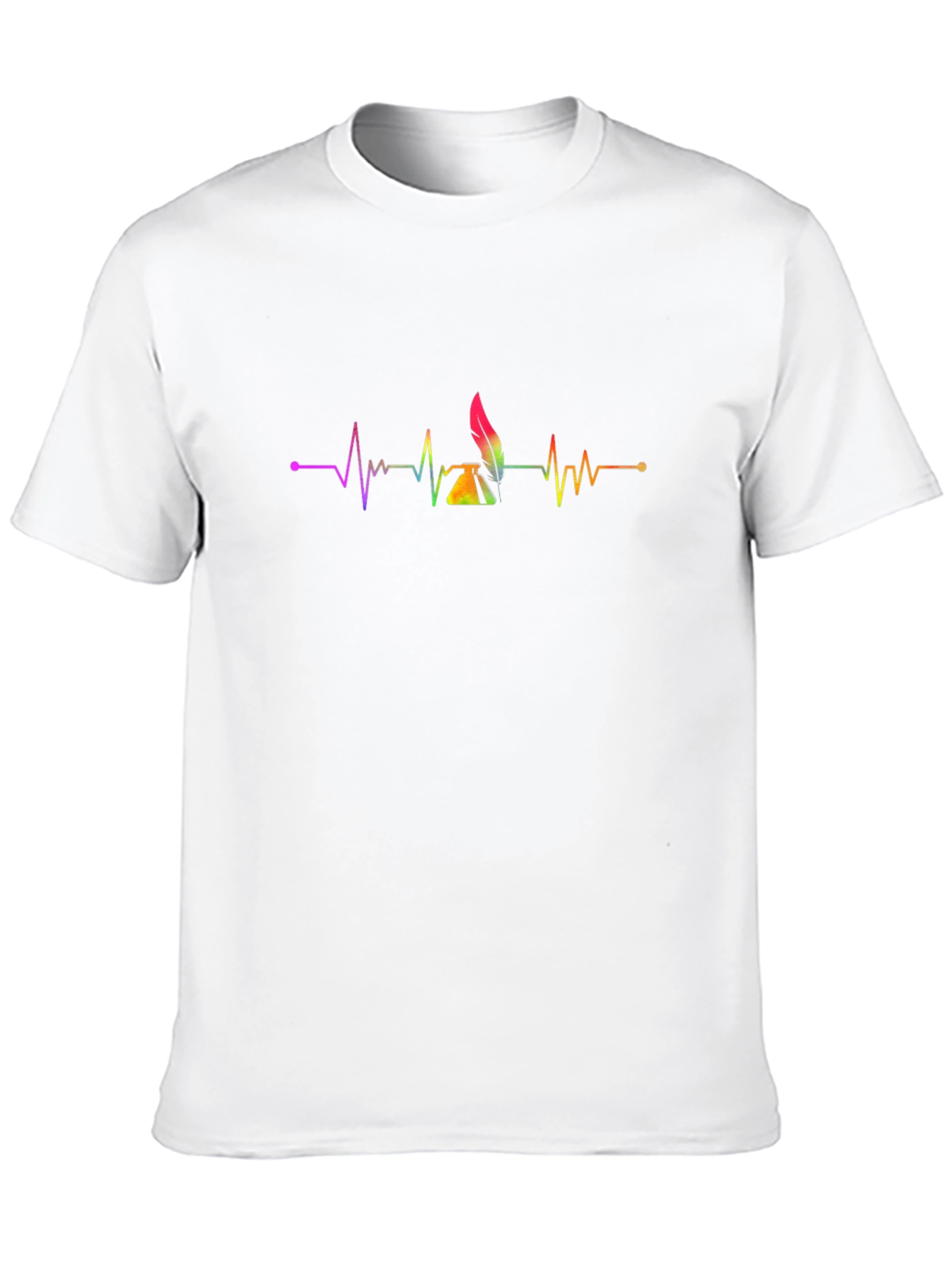 Black Writer's Pulse T-Shirt - Rainbow Inkwell Design view 10