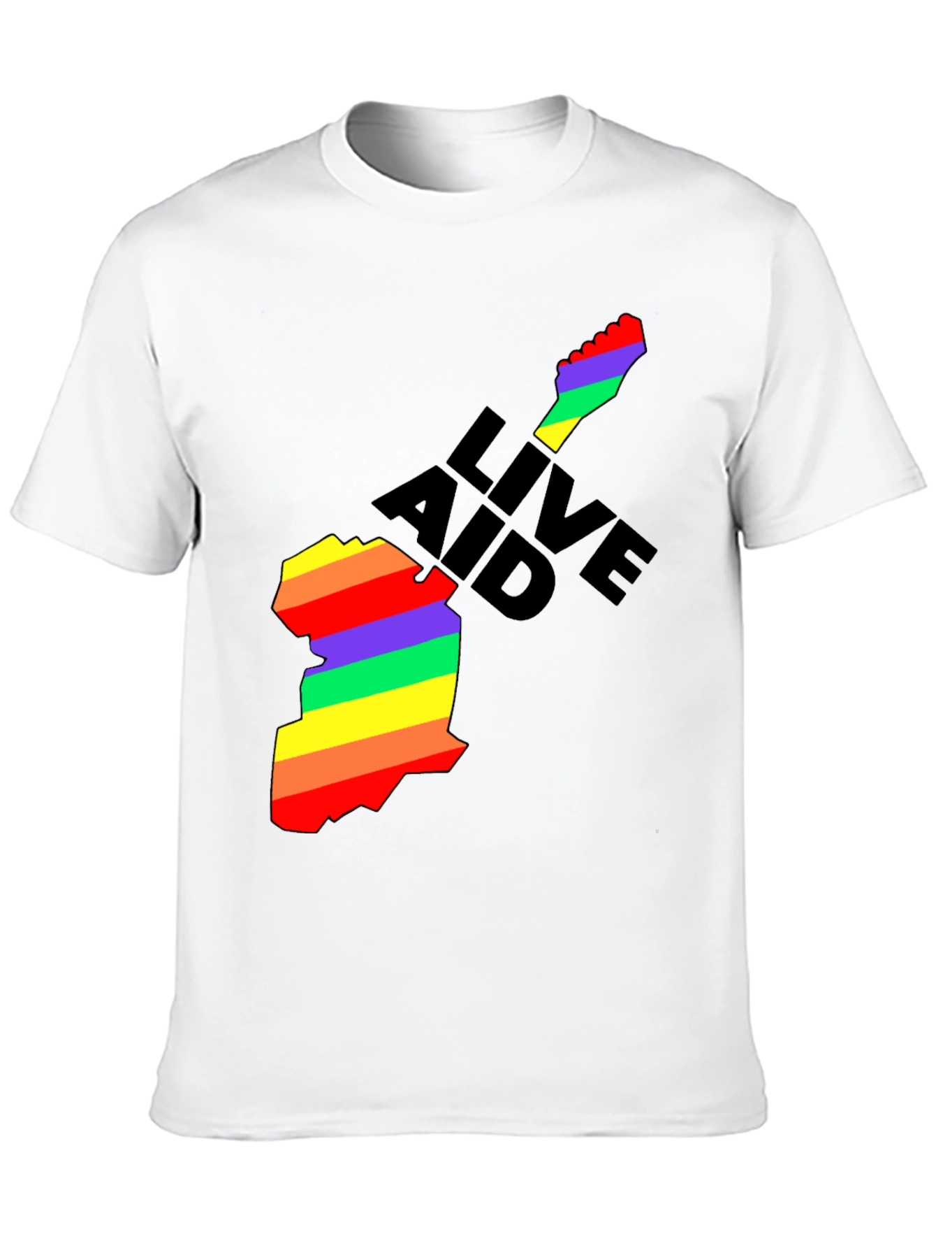 Black Live Aid Rainbow Guitar Graphic T-Shirt view 10