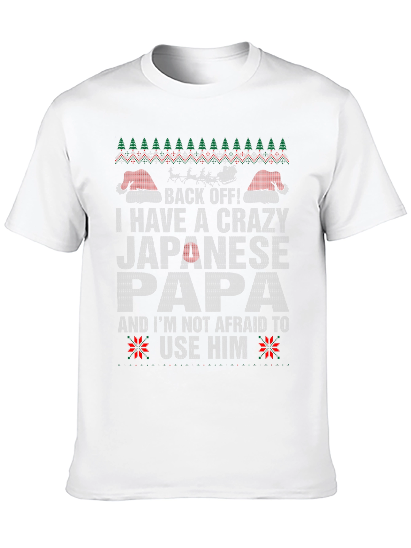 Black Crazy Japanese Papa Christmas T-Shirt - Funny Holiday Tee view 10