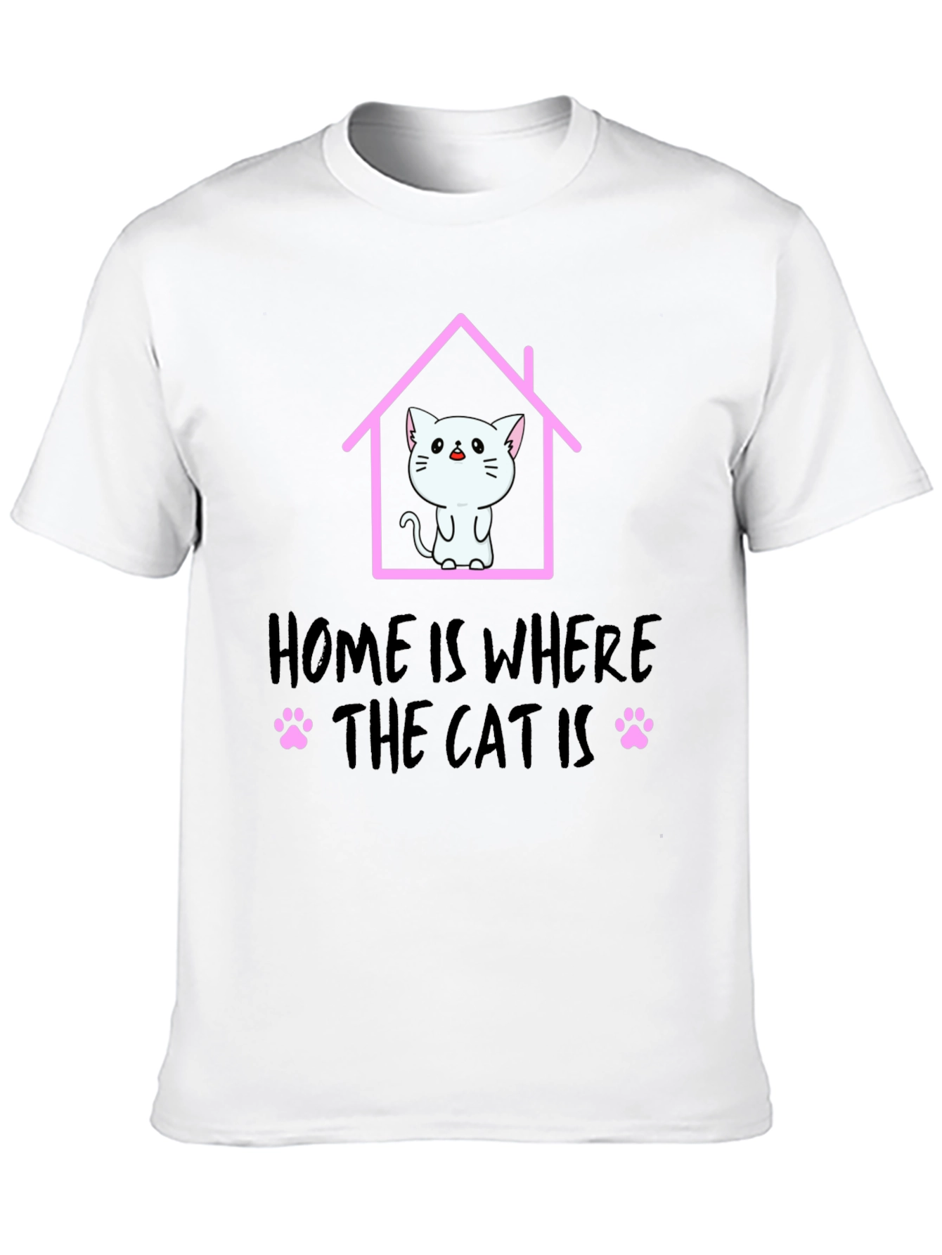 Black Home Is Where The Cat Is T-Shirt, Cat Lover Tee view 10
