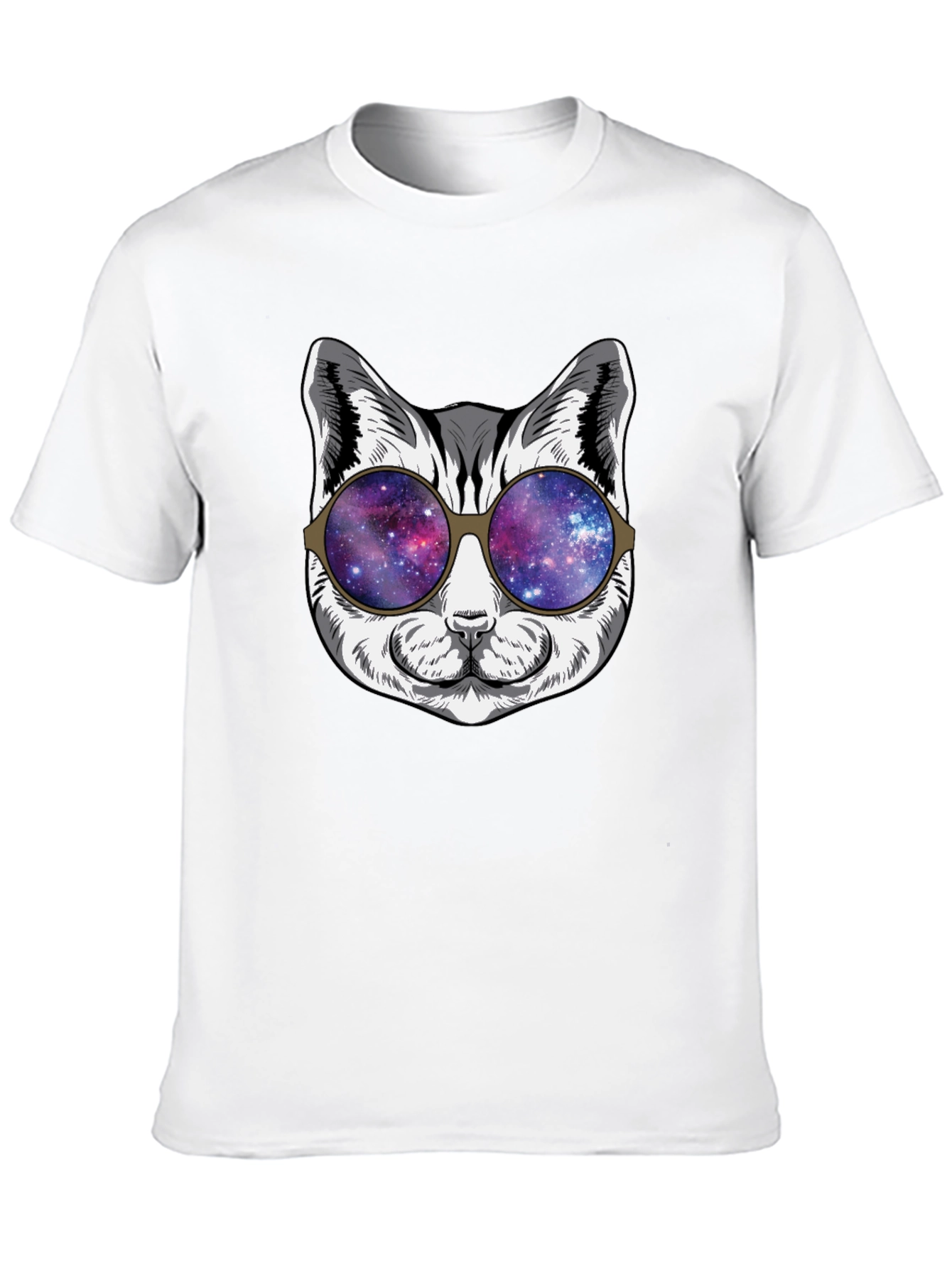 Black Cool Cat Galaxy Sunglasses Black T-Shirt view 10