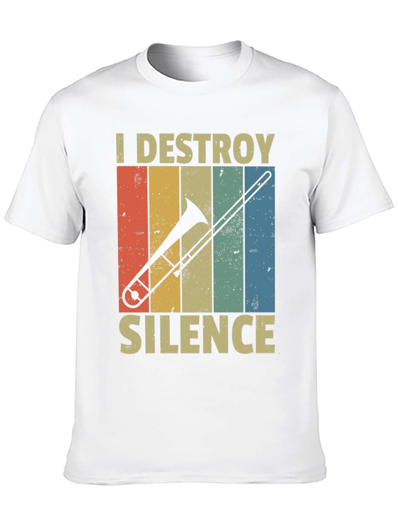 Black I Destroy Silence Trombone Player T-Shirt view 10