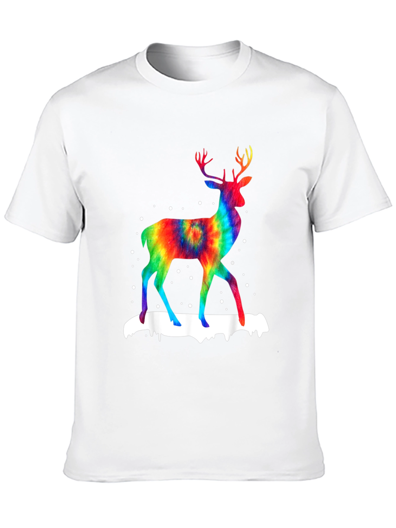 Black Rainbow Tie-Dye Deer Graphic T-Shirt view 10