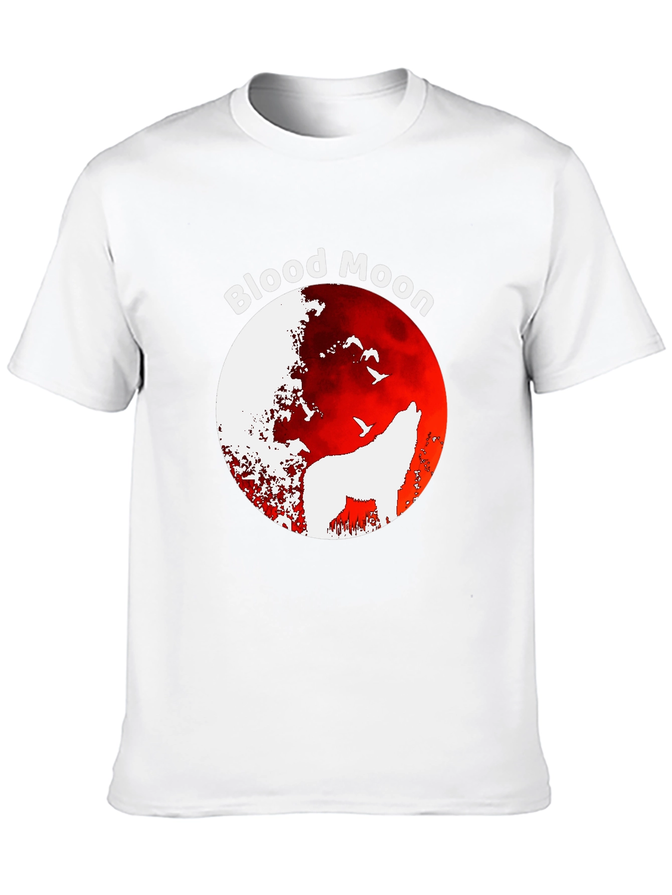 Blood Moon Wolf Graphic T-Shirt - Black - 10