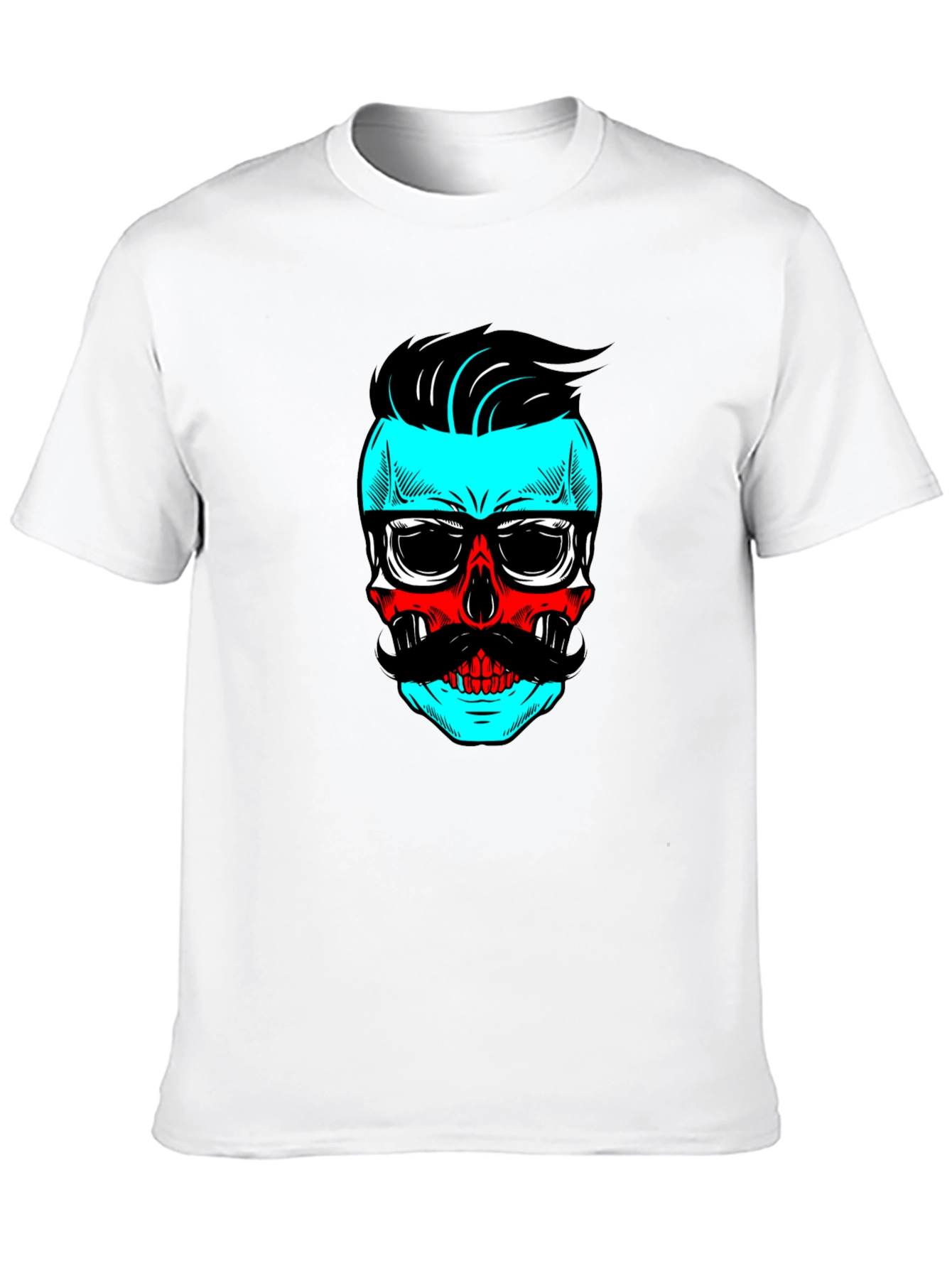 Black Hipster Skull Graphic Tee - Cool Black T-Shirt view 10