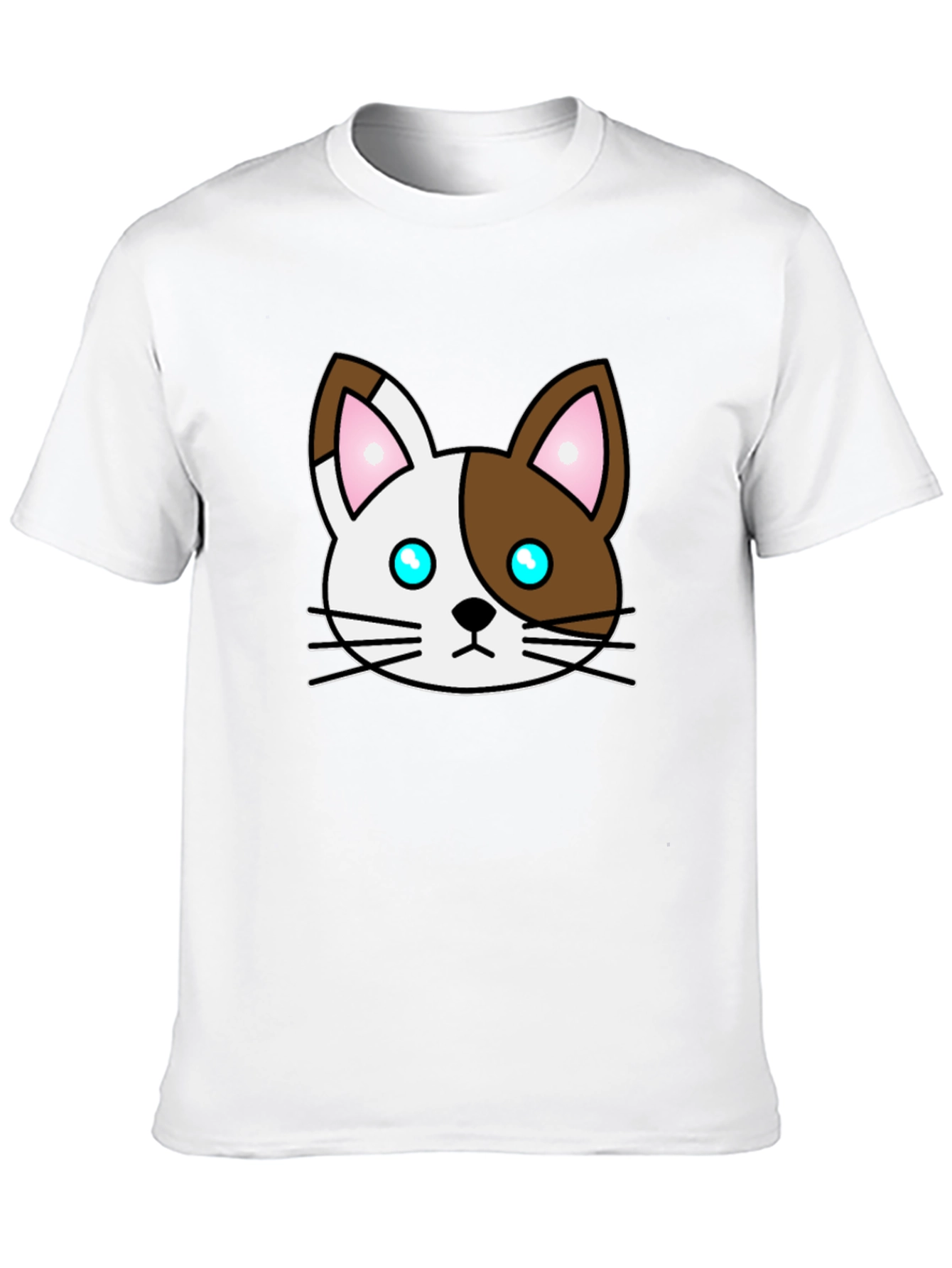 Cartoon Cat Face Graphic T-Shirt - Unisex Black Tee - 10