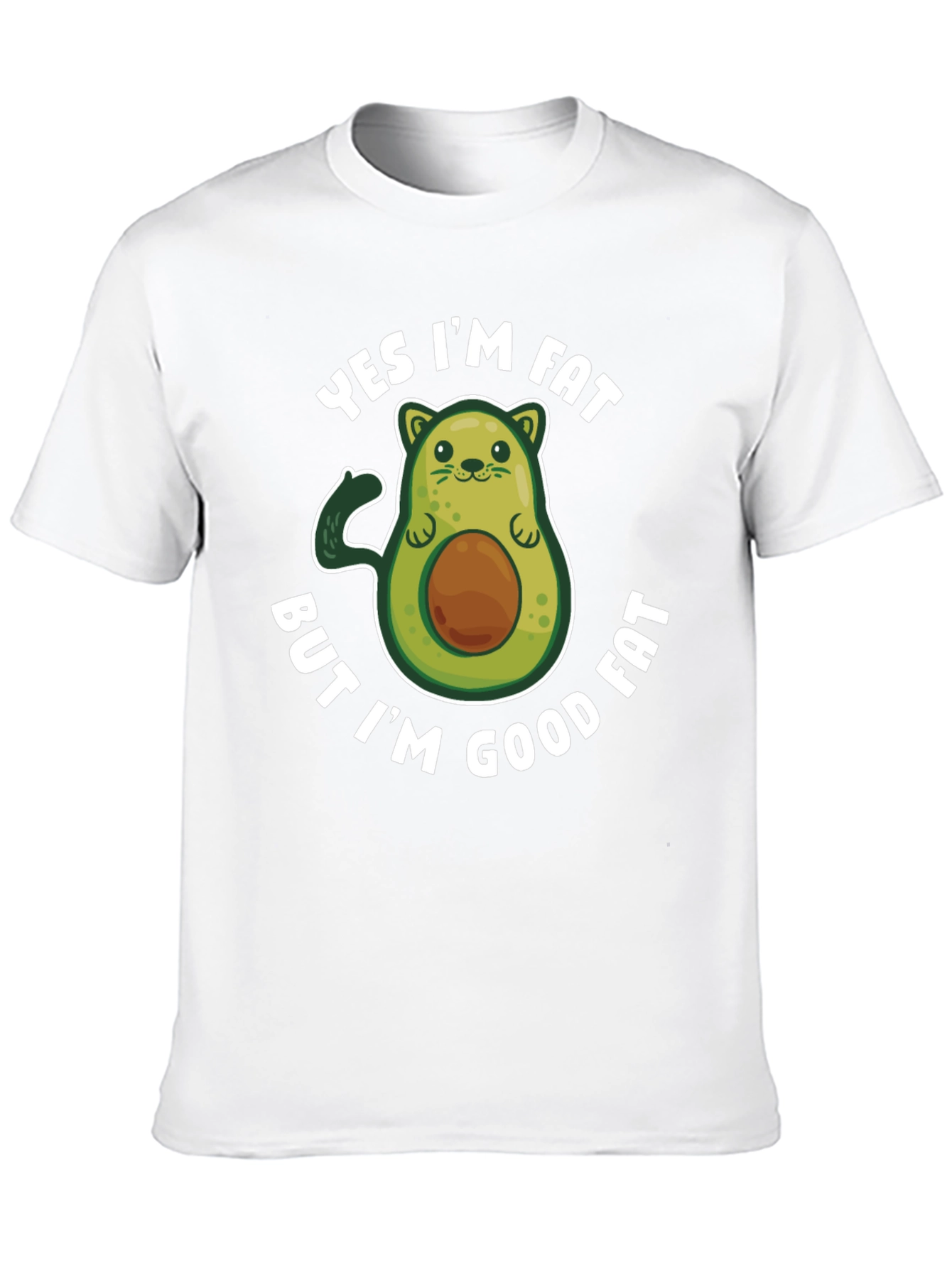 Black Funny Avocado Graphic T-Shirt - Yes I'm Fat But I'm Good Fat view 10