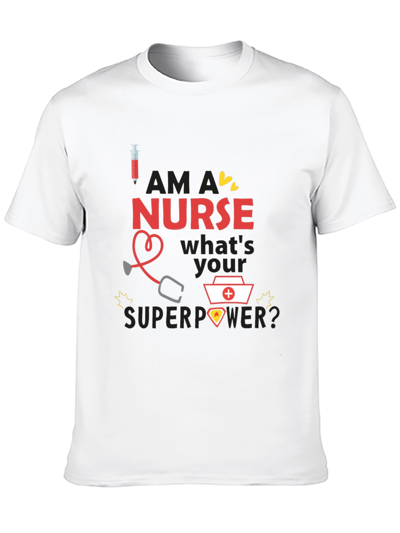 Black Nurse Superpower T-Shirt - Black, Novelty Graphic Tee view 10