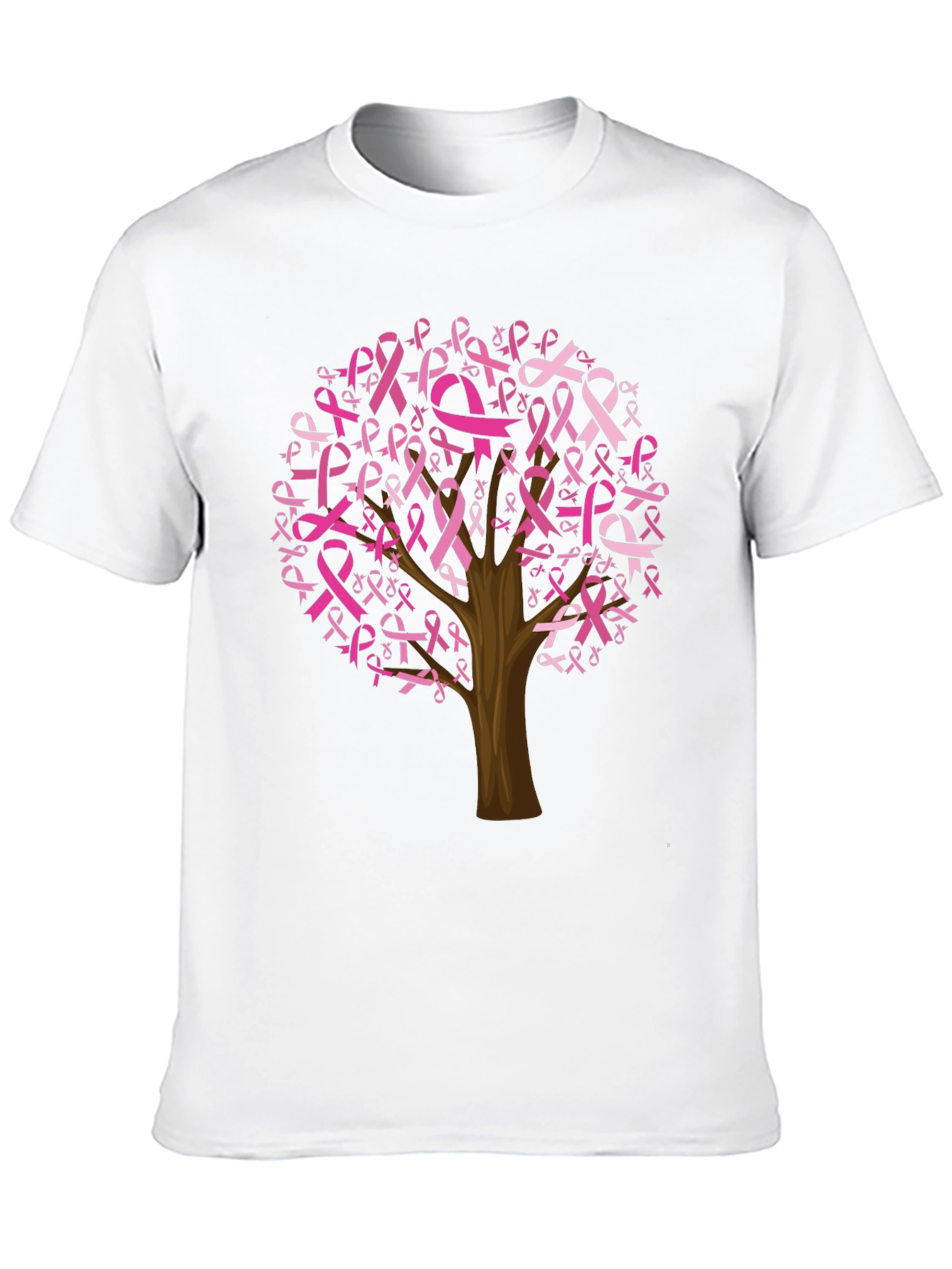 Black Breast Cancer Awareness Ribbon Tree Black Tee view 10