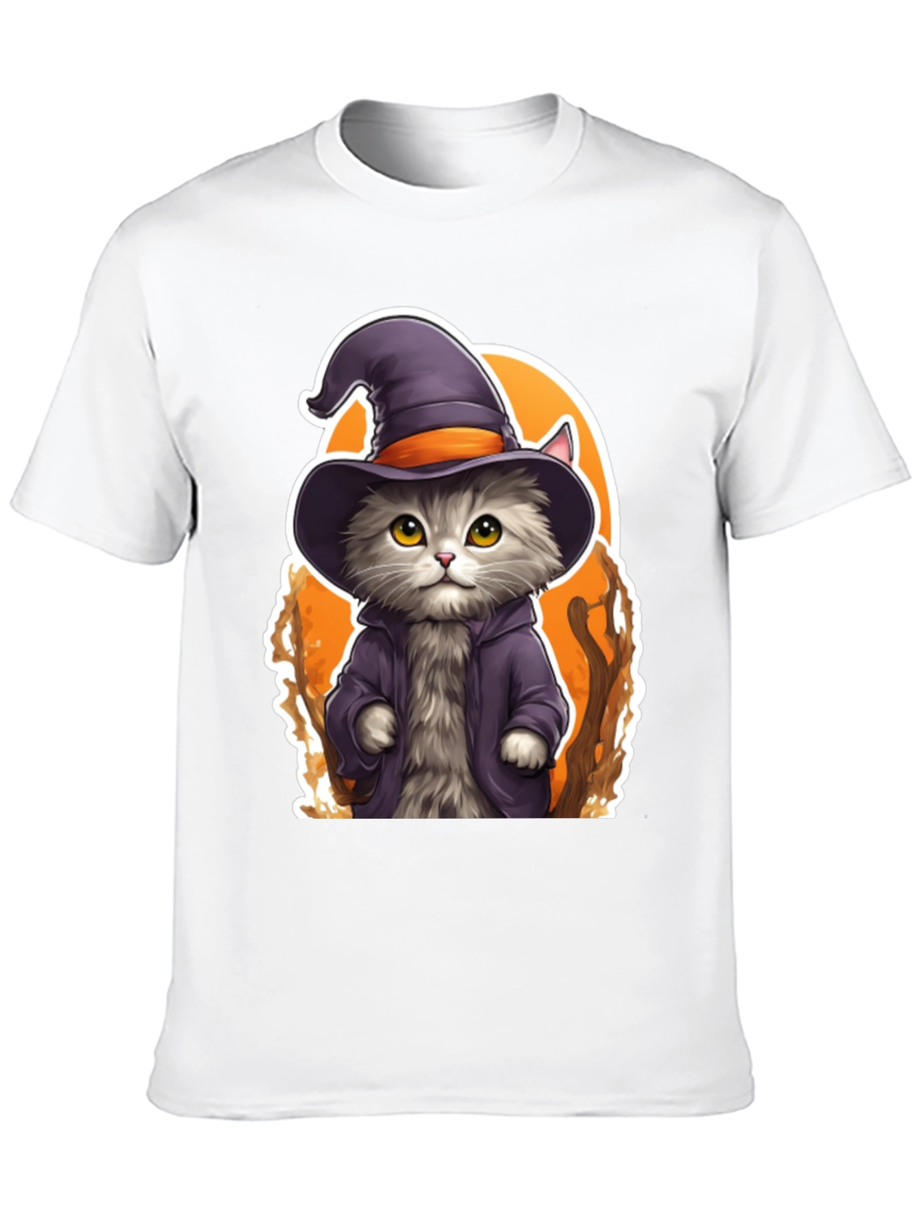 Black Wizard Cat Graphic Tee - Spooky Season Shirt view 10