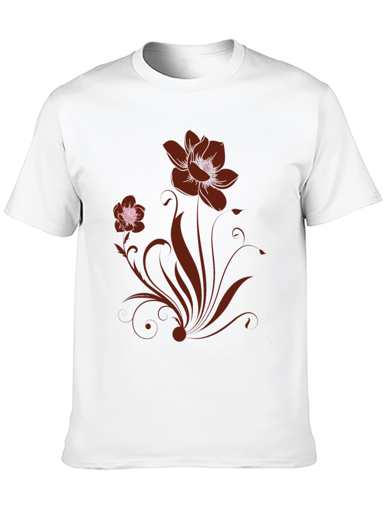 Black Floral Print Black Crew Neck T-Shirt view 10