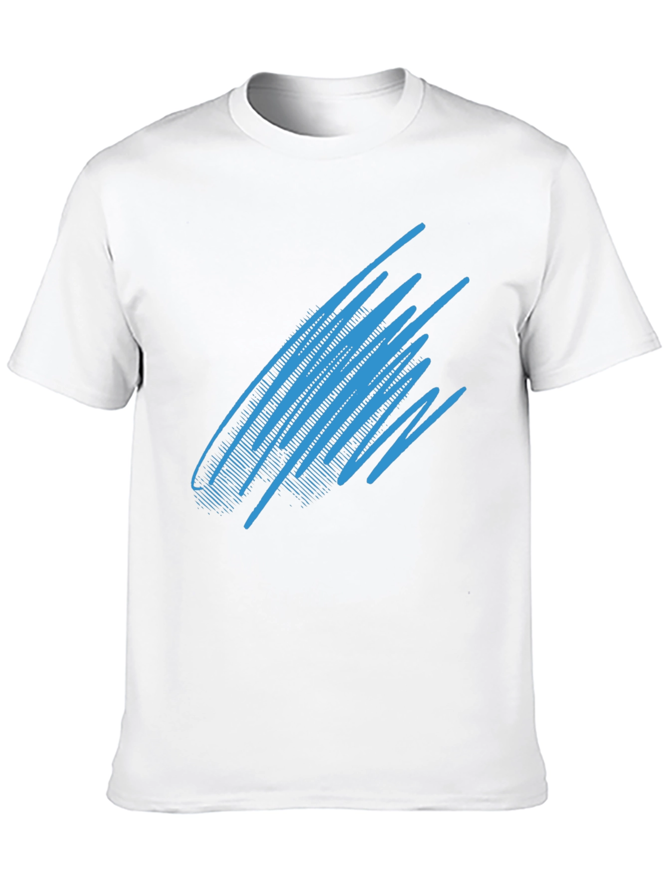 Black Abstract Blue Line Graphic Black T-Shirt view 10