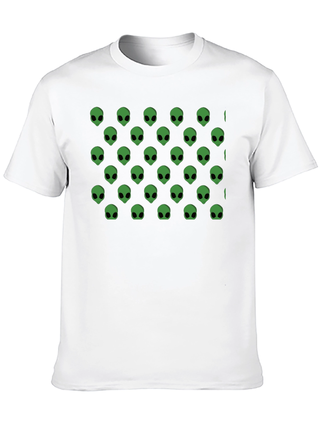 Black Alien Head Pattern Black T-Shirt view 10