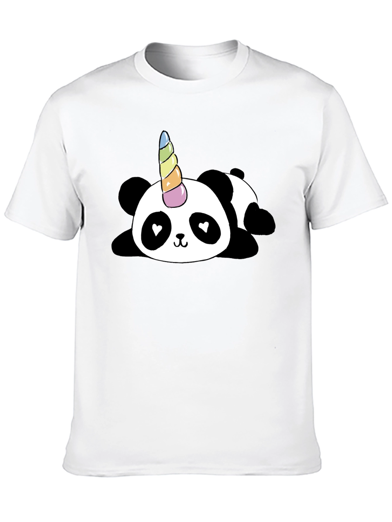 Black Cute Panda Unicorn Graphic T-Shirt - Black view 10