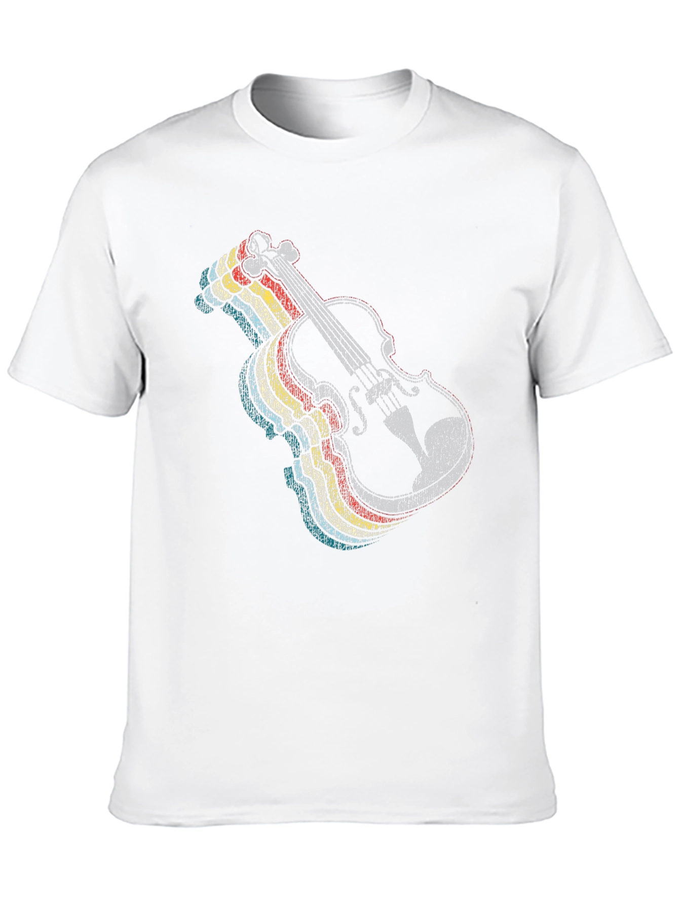 Black Retro Violin Graphic Tee - Music Lover's Black T-Shirt view 10