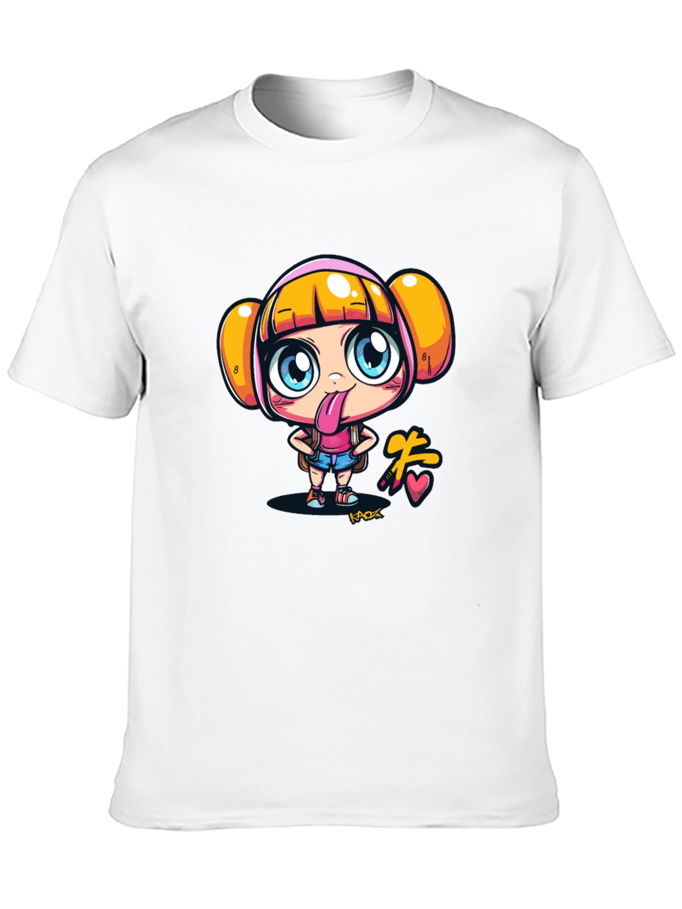 Black Fun Cartoon Girl Black T-Shirt view 10