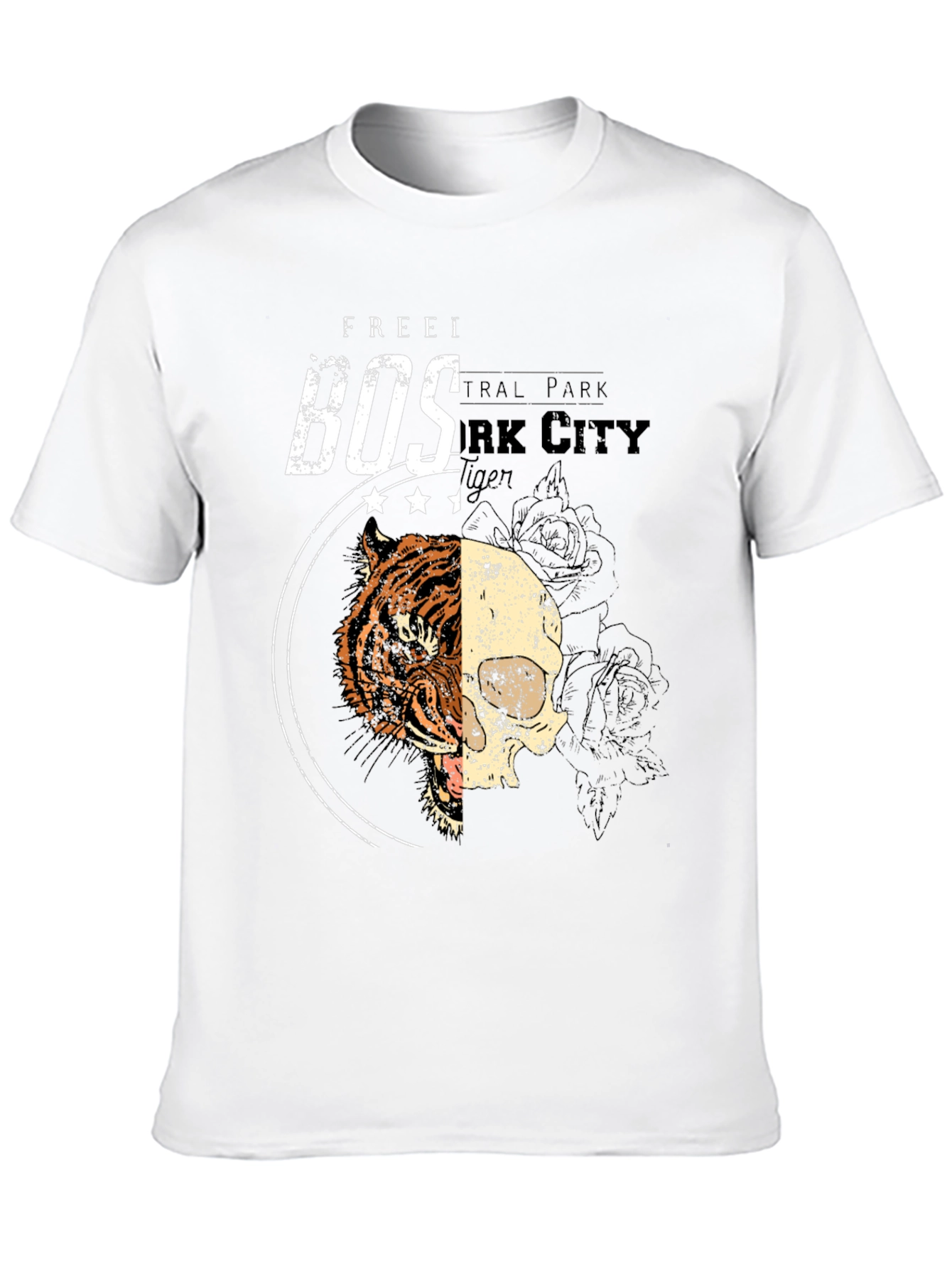 Black Tiger Skull Graphic Tee - Black Cotton Blend view 10