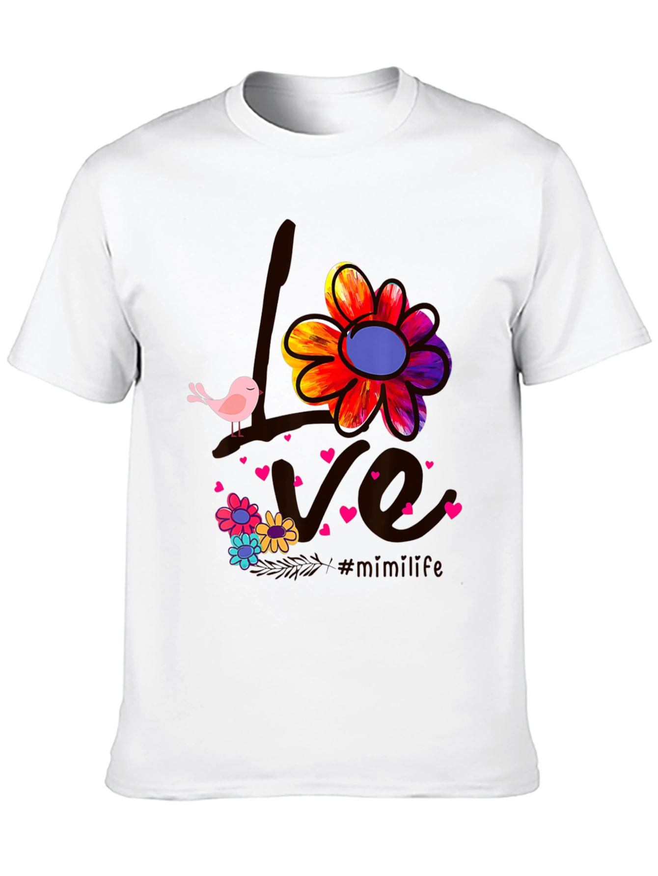 Black Love Bird Floral Graphic Tee view 10