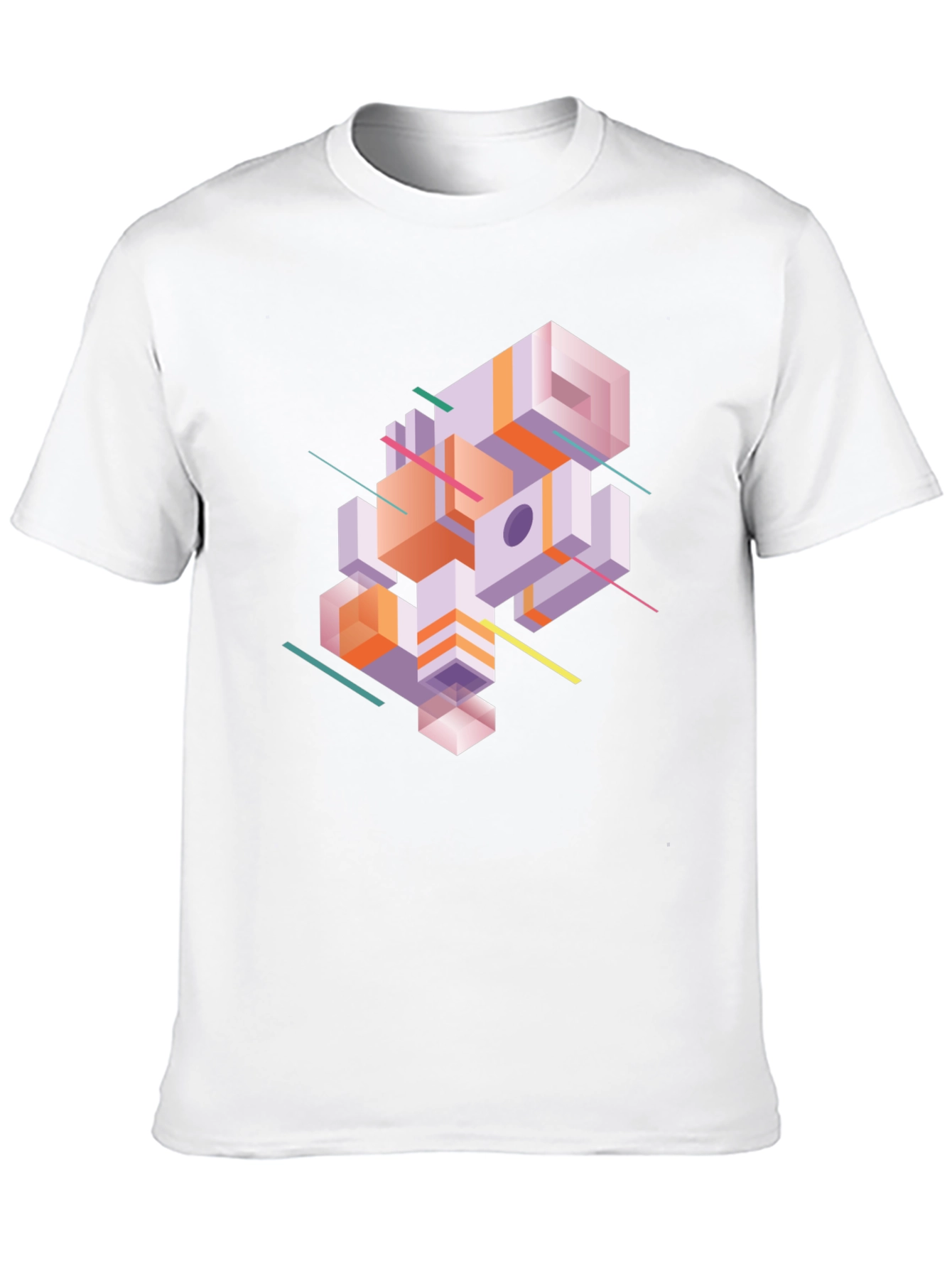 Black Abstract Geometric Graphic Print Black T-Shirt view 10