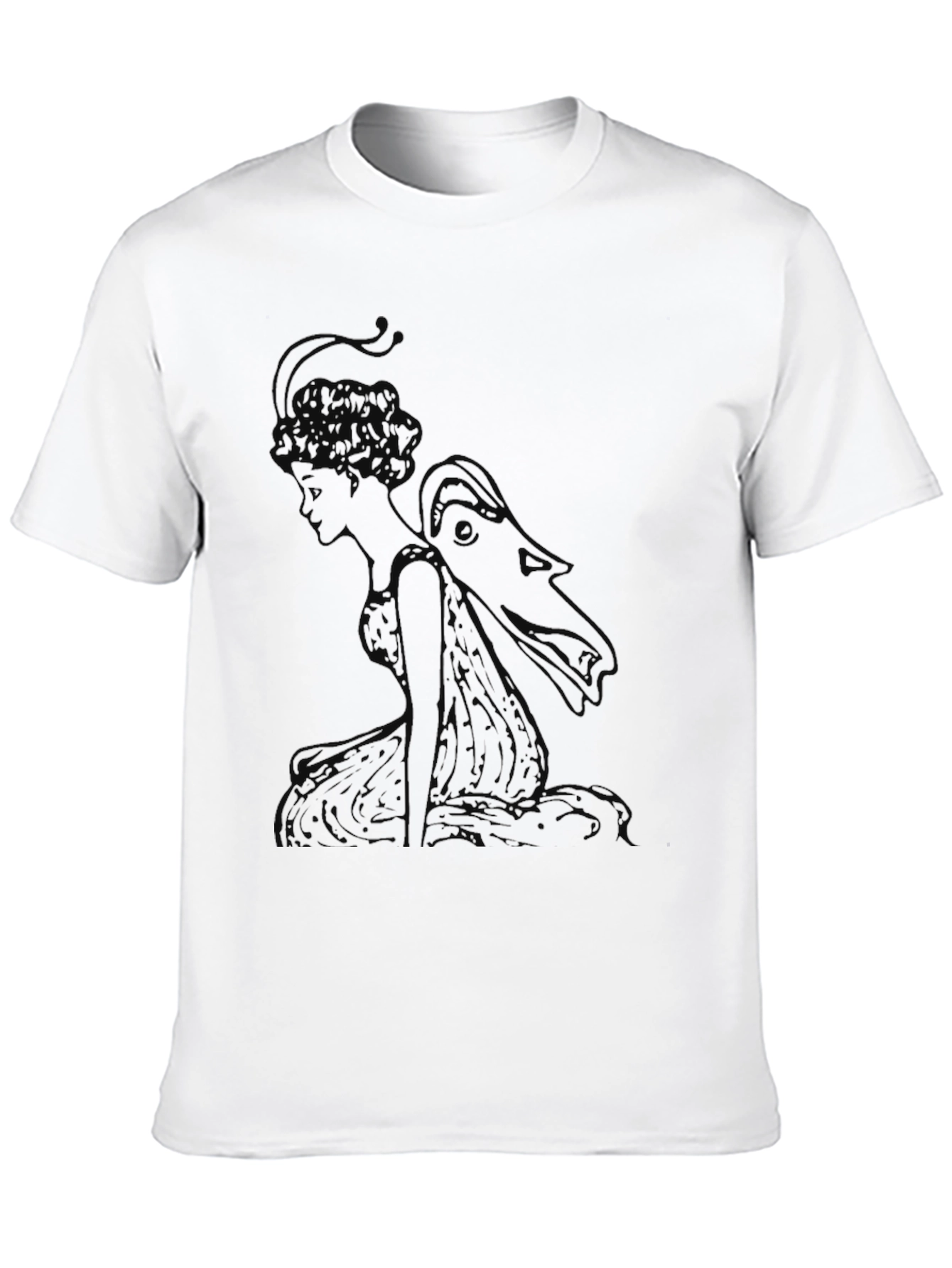 Black Elegant Black T-Shirt with Fairy Graphic view 10