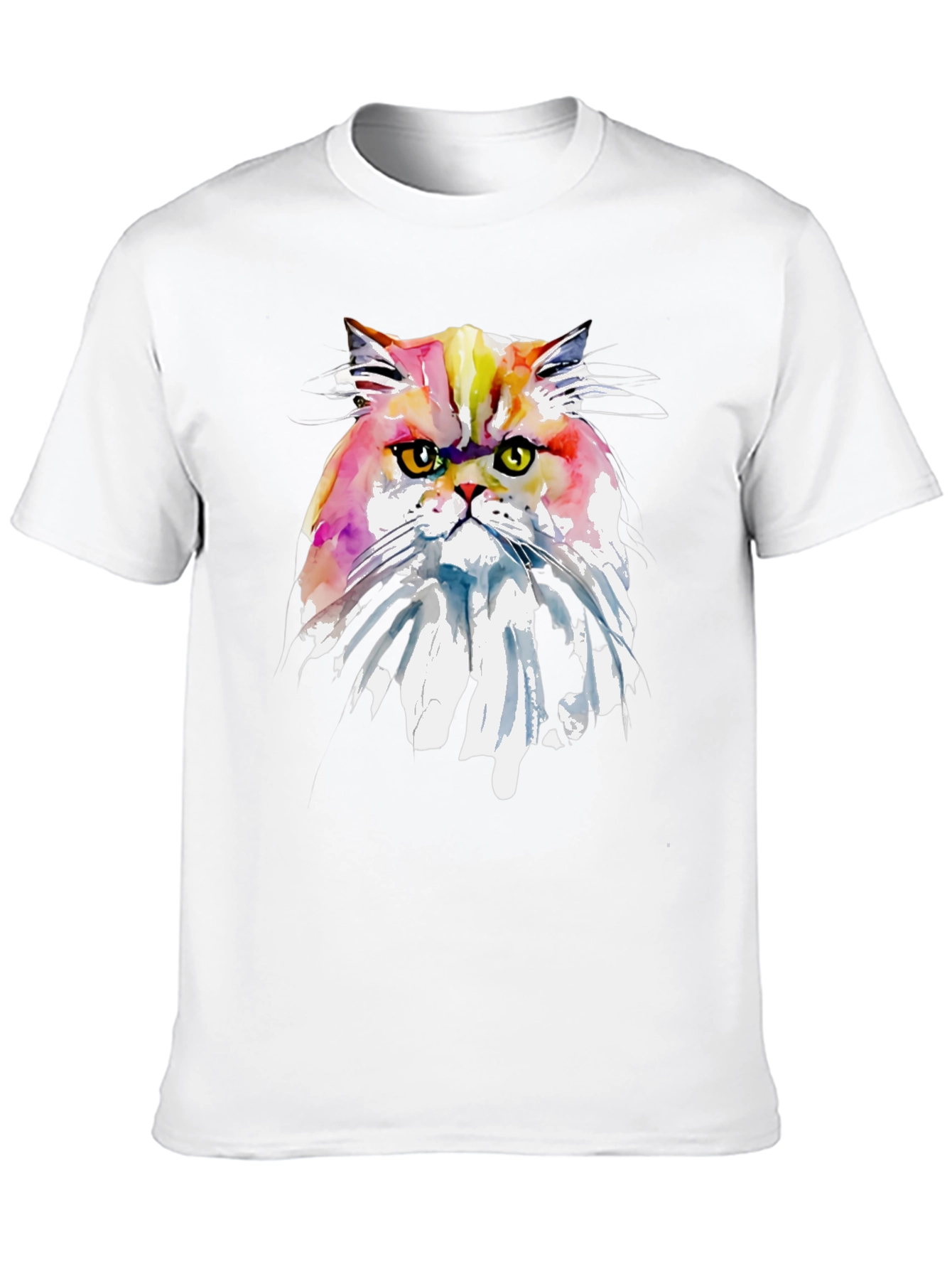 Black Watercolor Cat Graphic Tee - Unique Art T-Shirt view 10