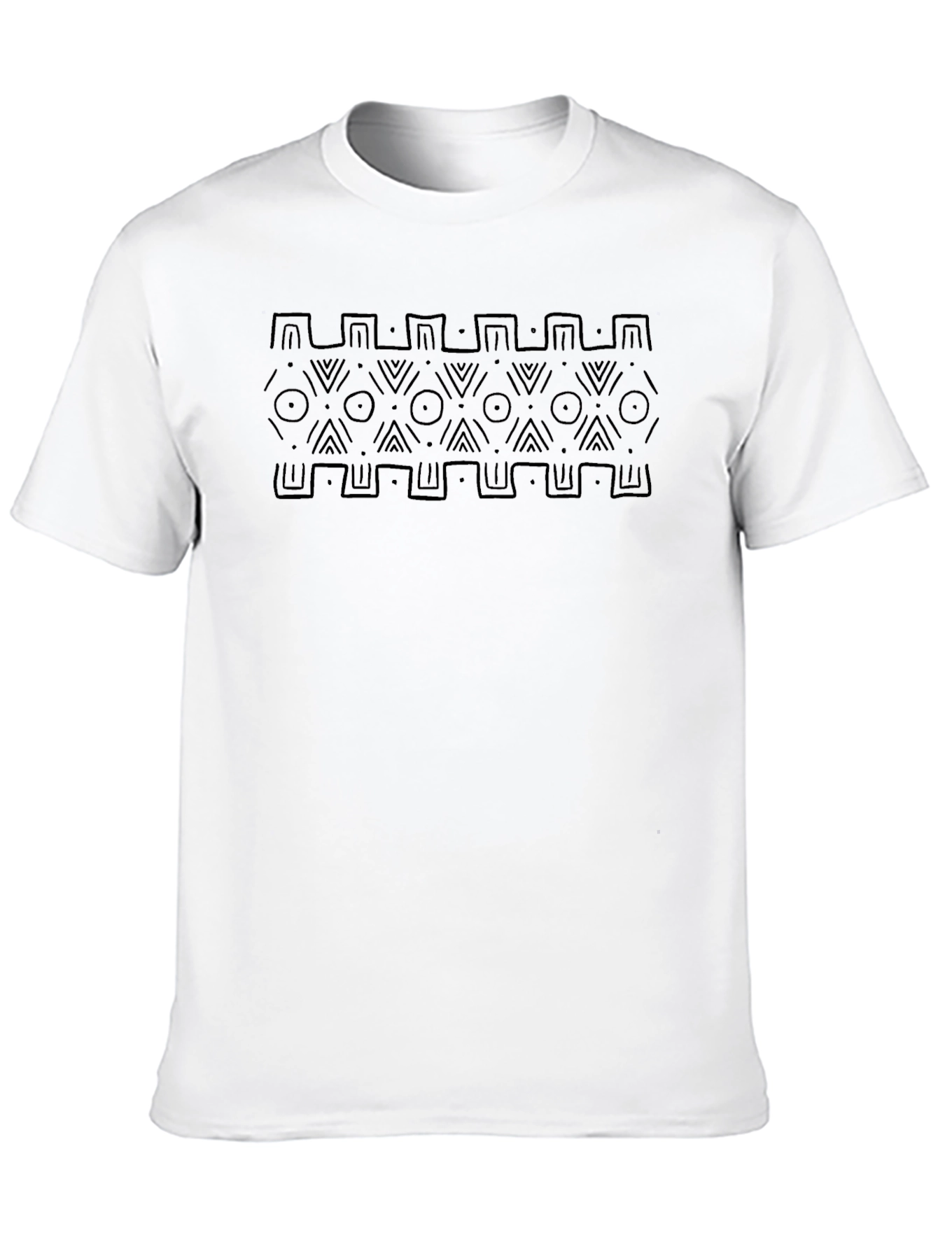 Black Patterned Black T-Shirt - Modern Tribal Design view 10