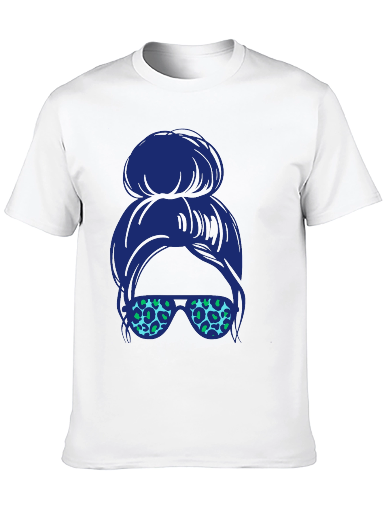 Black Messy Bun Leopard Sunglasses Tee view 10