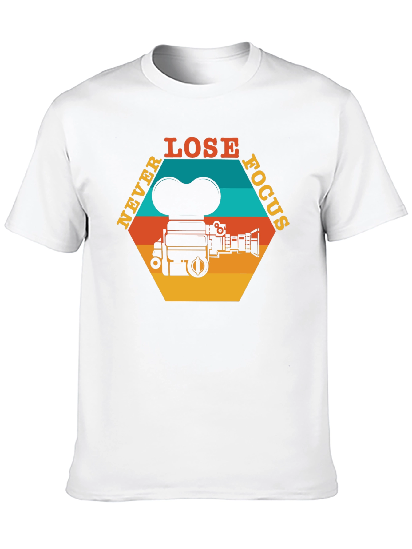 Black Never Lose Focus T-Shirt - Retro Camera Design view 10