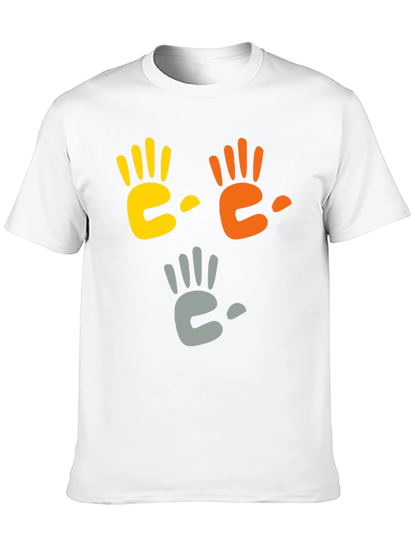 Black Colorful Handprint Graphic Black T-Shirt view 10