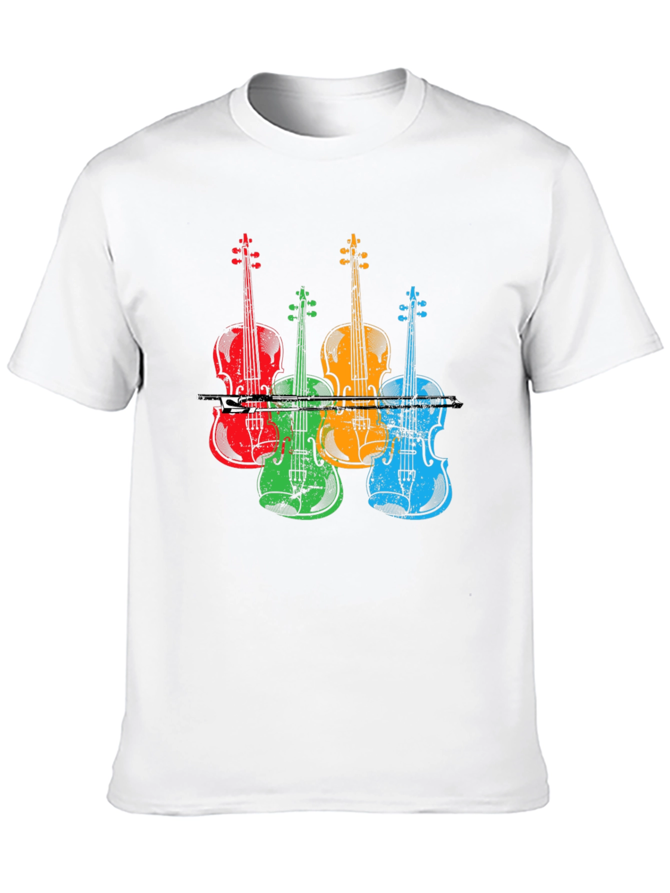 Black Colorful Violin Music T-Shirt view 10