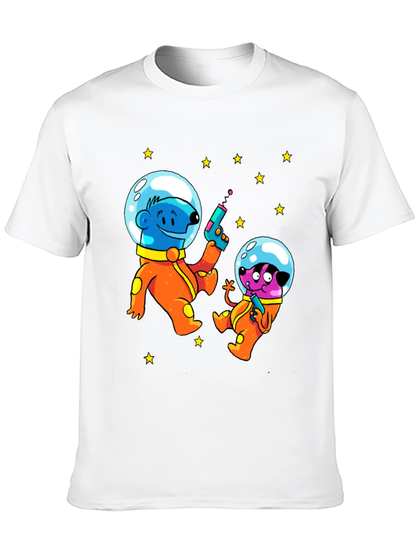 Black Cartoon Astronauts Black T-Shirt view 10