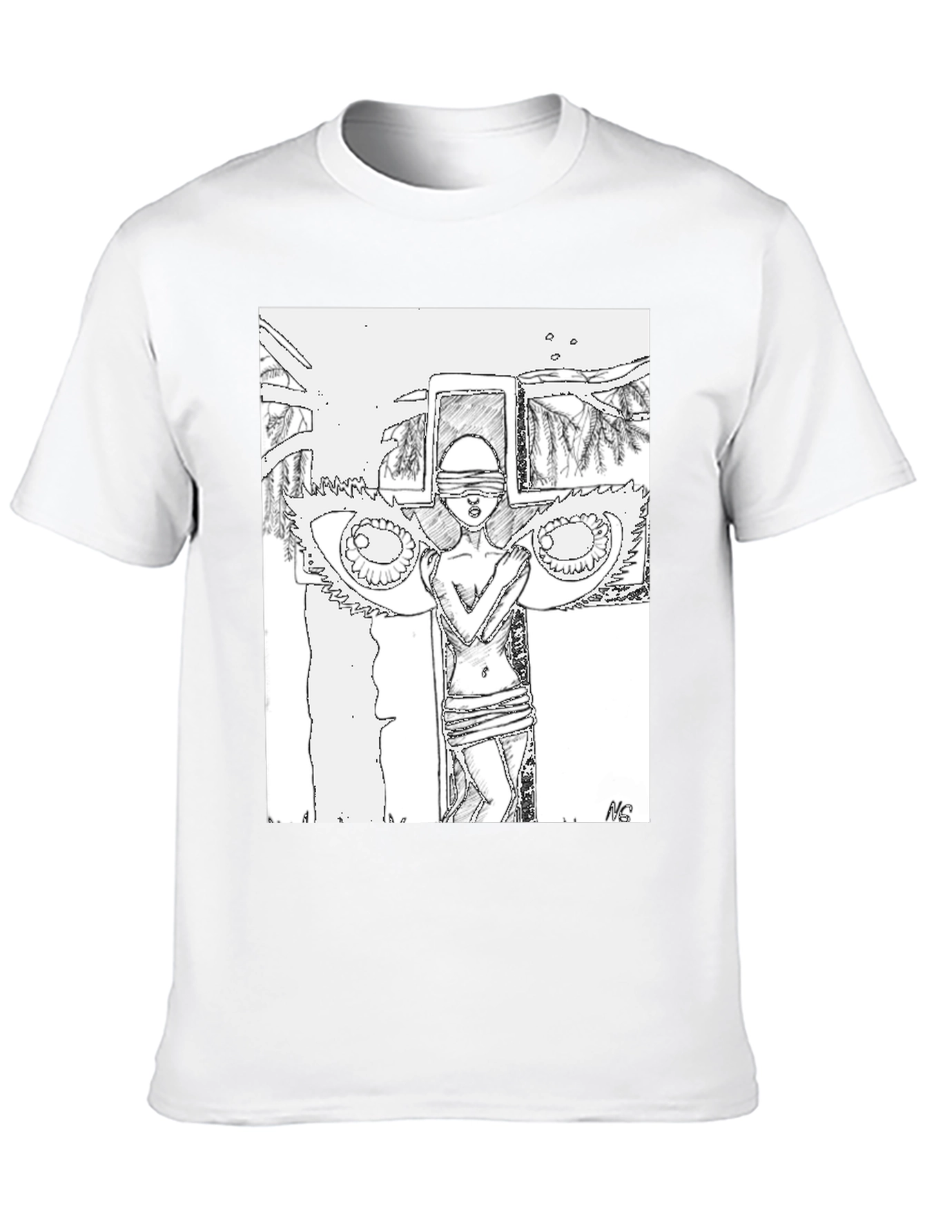 Black Abstract Graphic Print Black Tee view 10